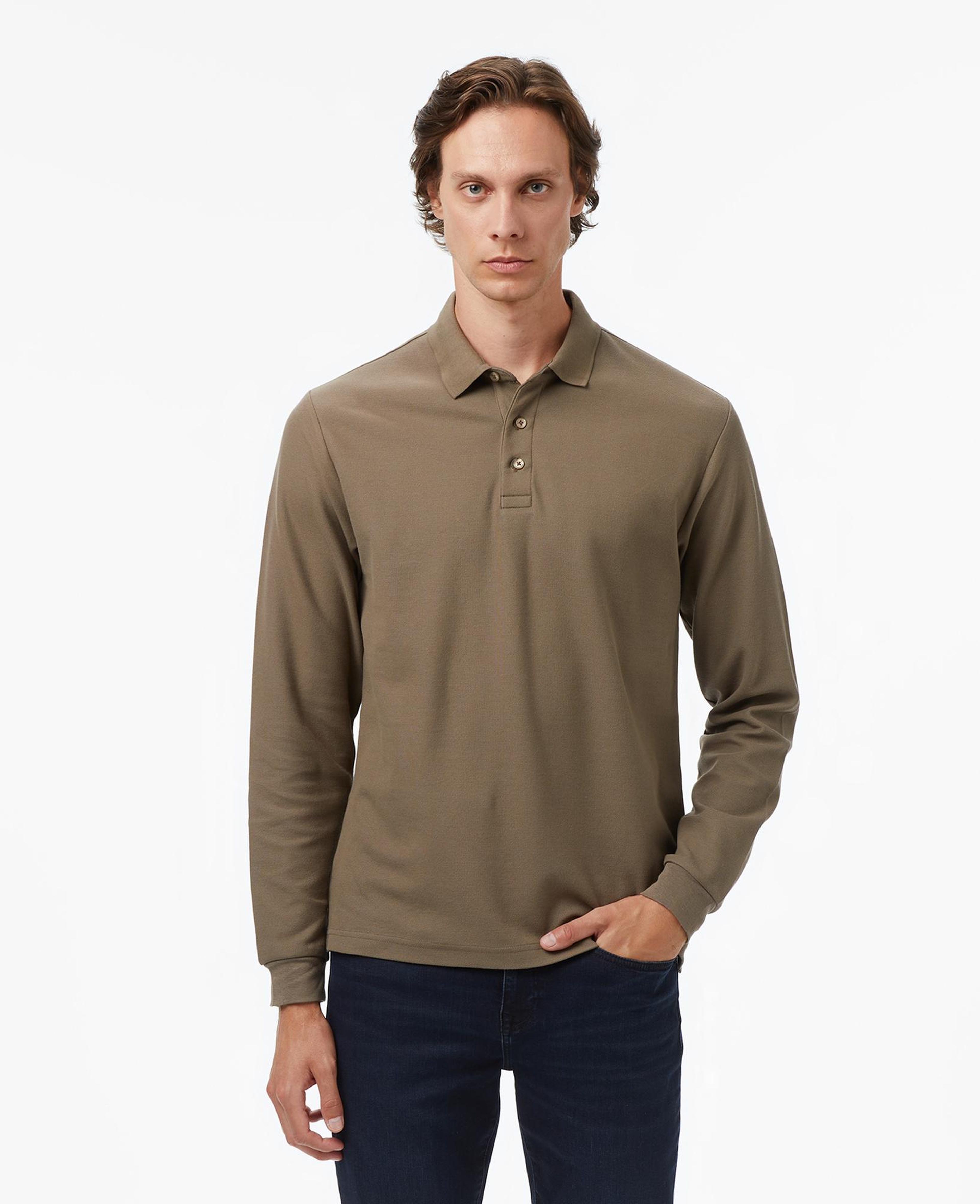 Nautica Erkek Kahverengi Classic Fit Uzun Kollu Polo Yaka T-Shirt