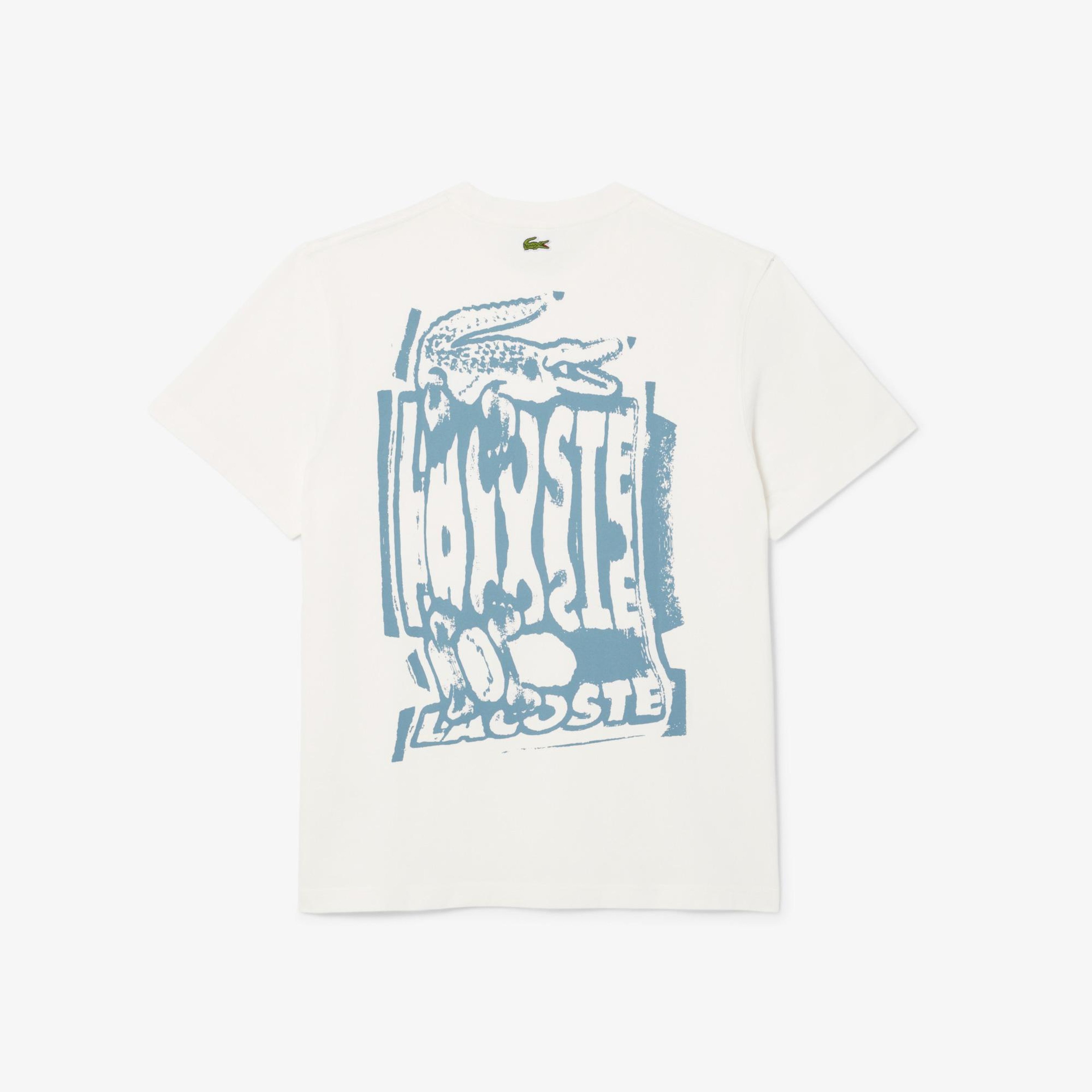 Lacoste Erkek Classic Fit Bisiklet Yaka Baskılı Krem T-Shirt