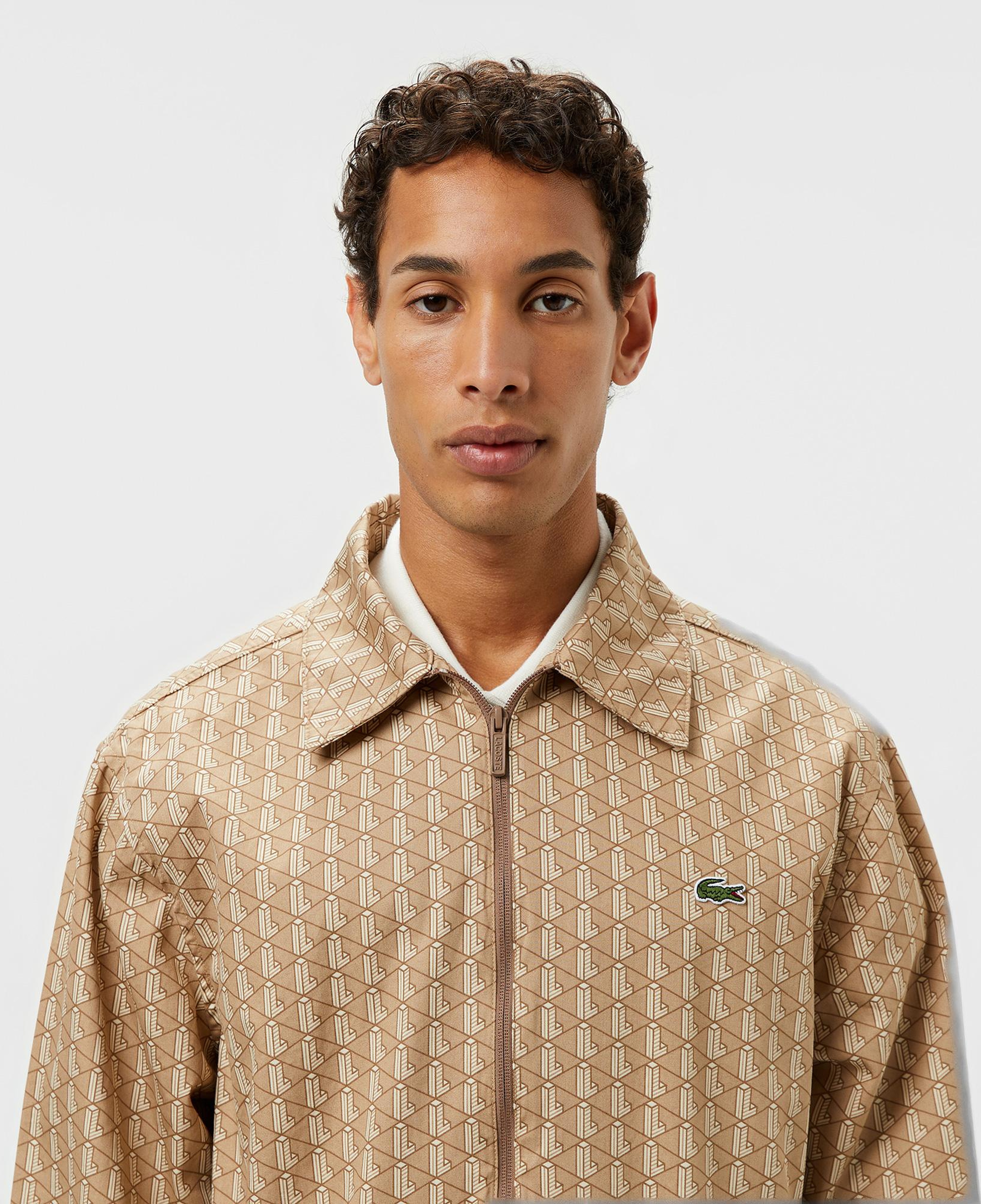 Erkek Loose Fit Monogram Bej Ceket