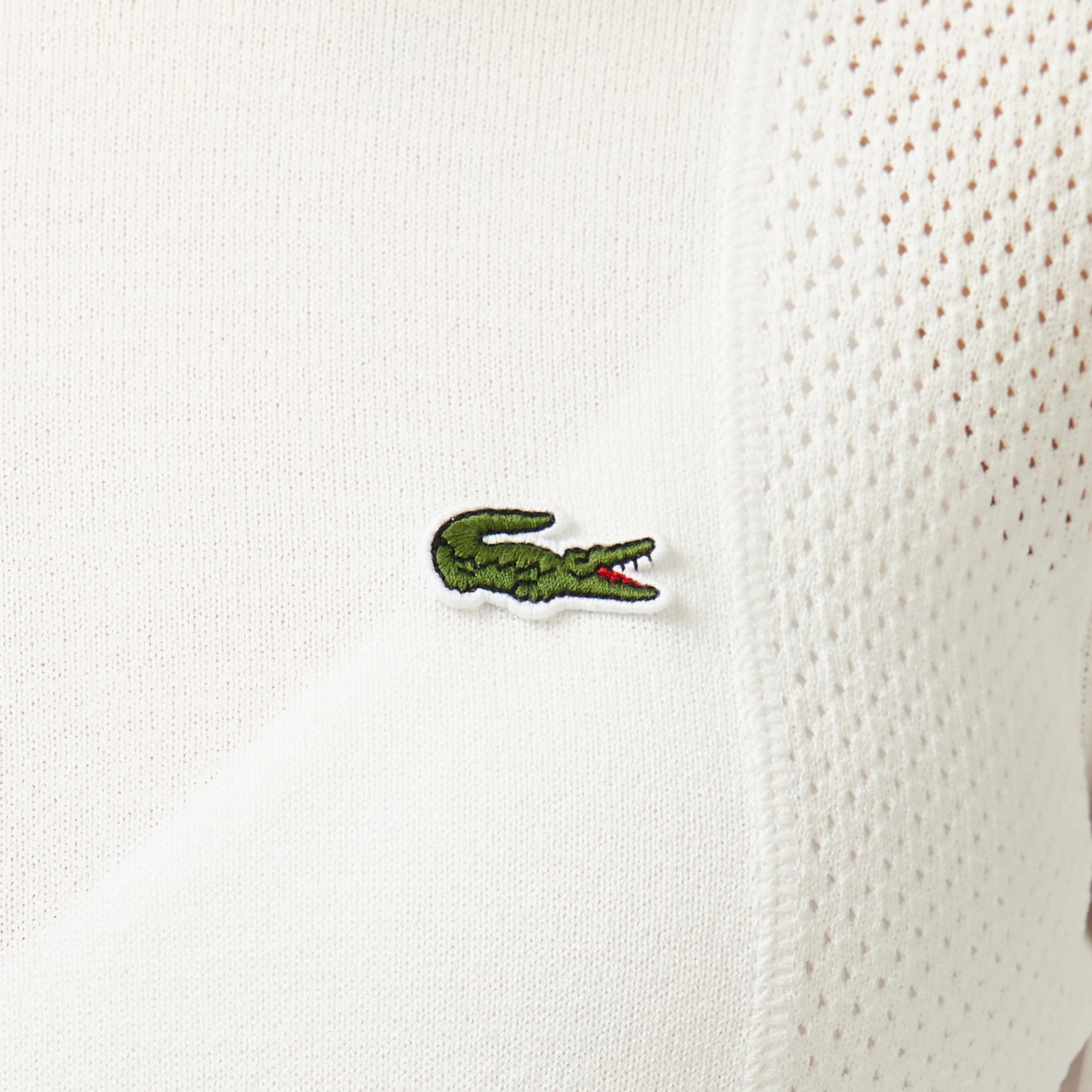 Lacoste Kadın Regular Fit Bisiklet Yaka Beyaz Triko