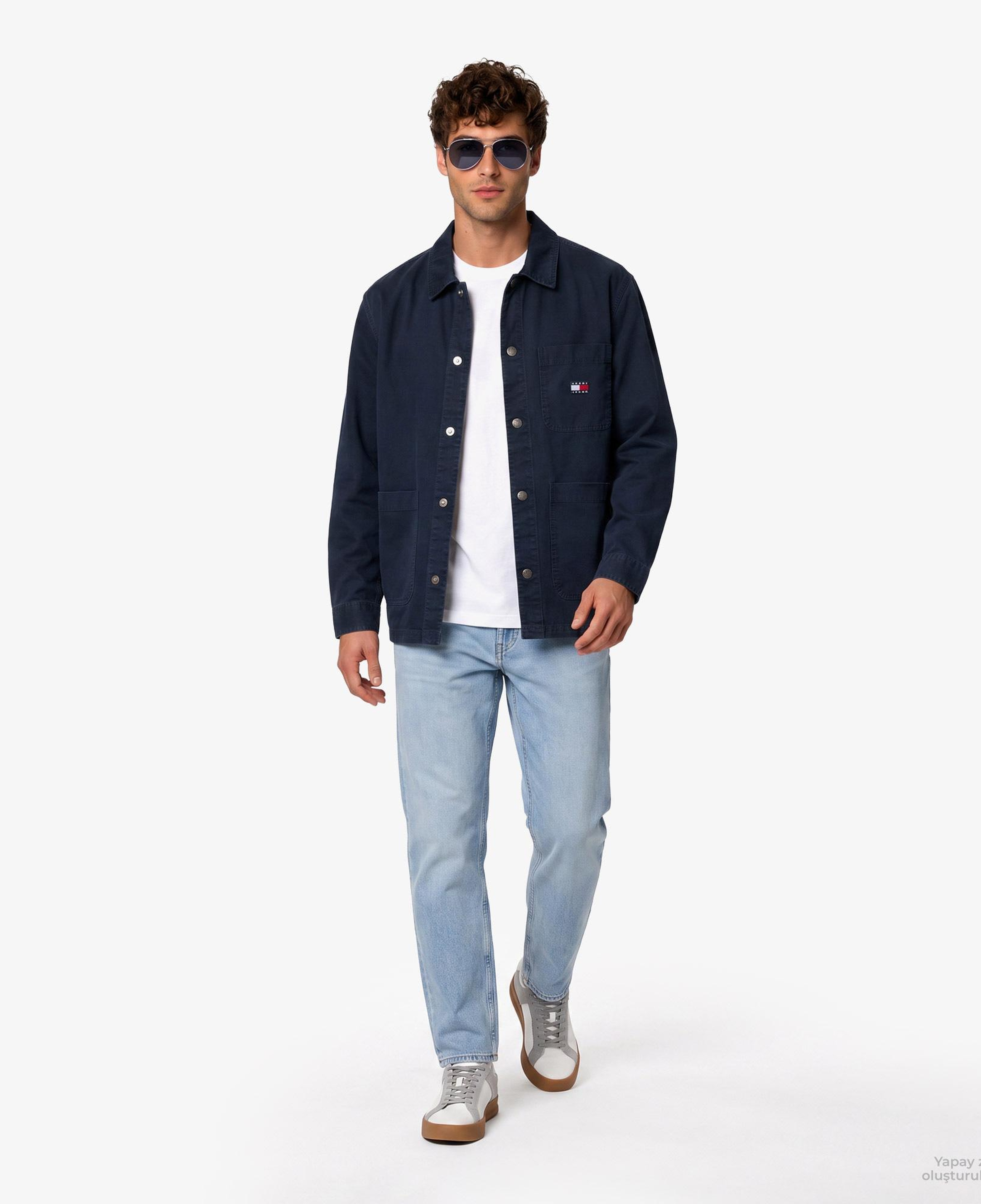 Tommy Hilfiger Overshirt Erkek Lacivert Gömlek