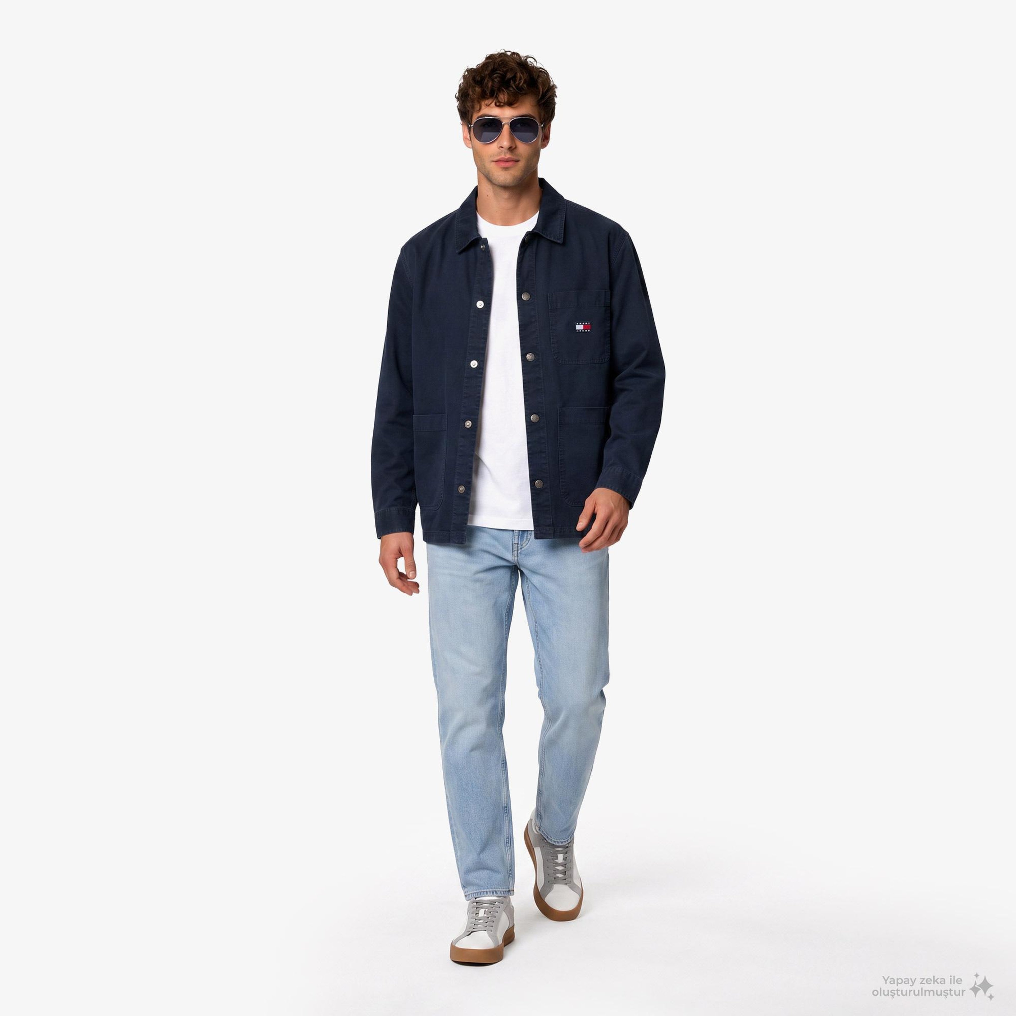 Tommy Hilfiger Overshirt Erkek Lacivert Gömlek