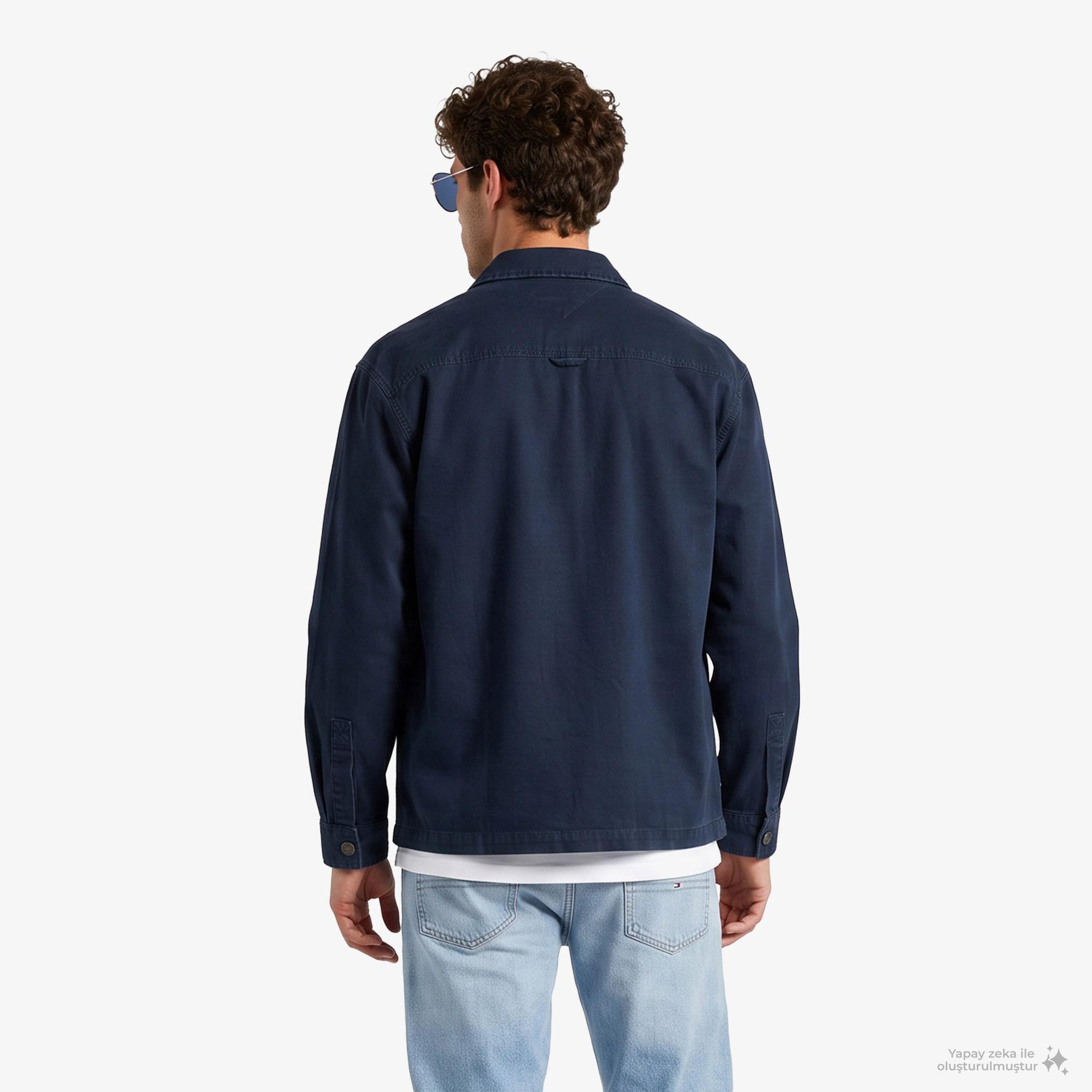 Tommy Hilfiger Overshirt Erkek Lacivert Gömlek