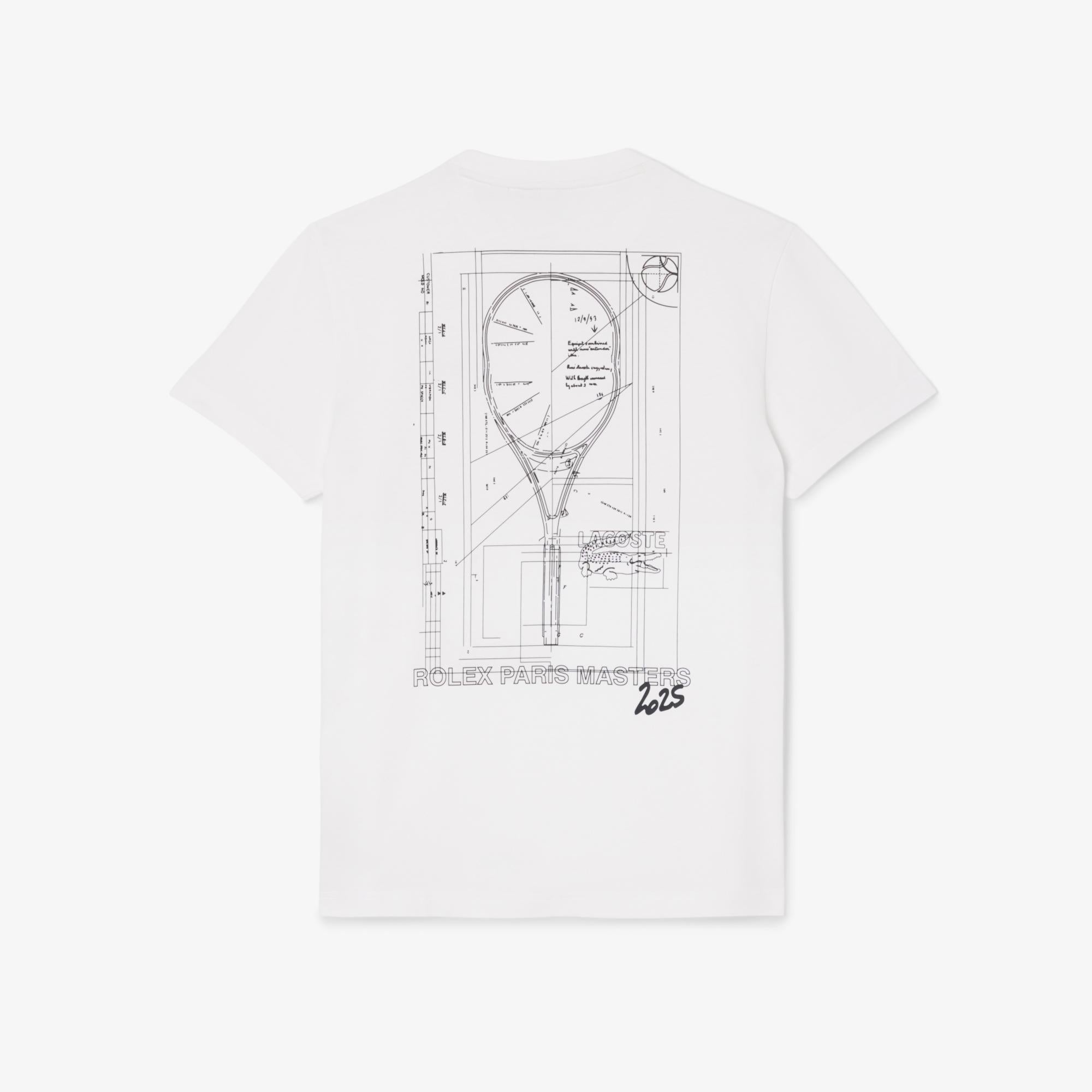 Lacoste x Rolex Paris Unisex Regular Fit Bisiklet Yaka Beyaz T-Shirt