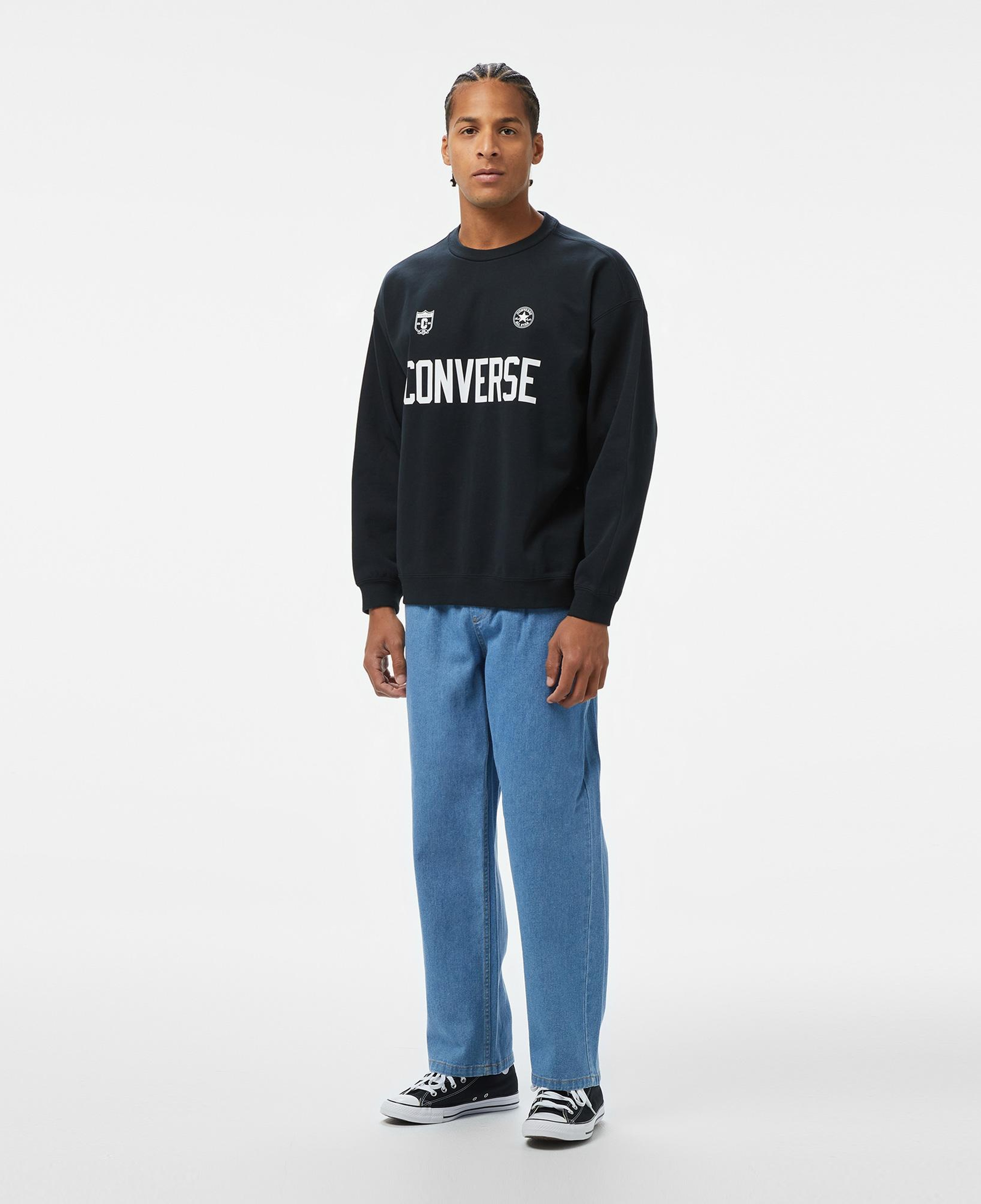 Converse Retro Chuck Soccer Crew Erkek Siyah Sweatshirt
