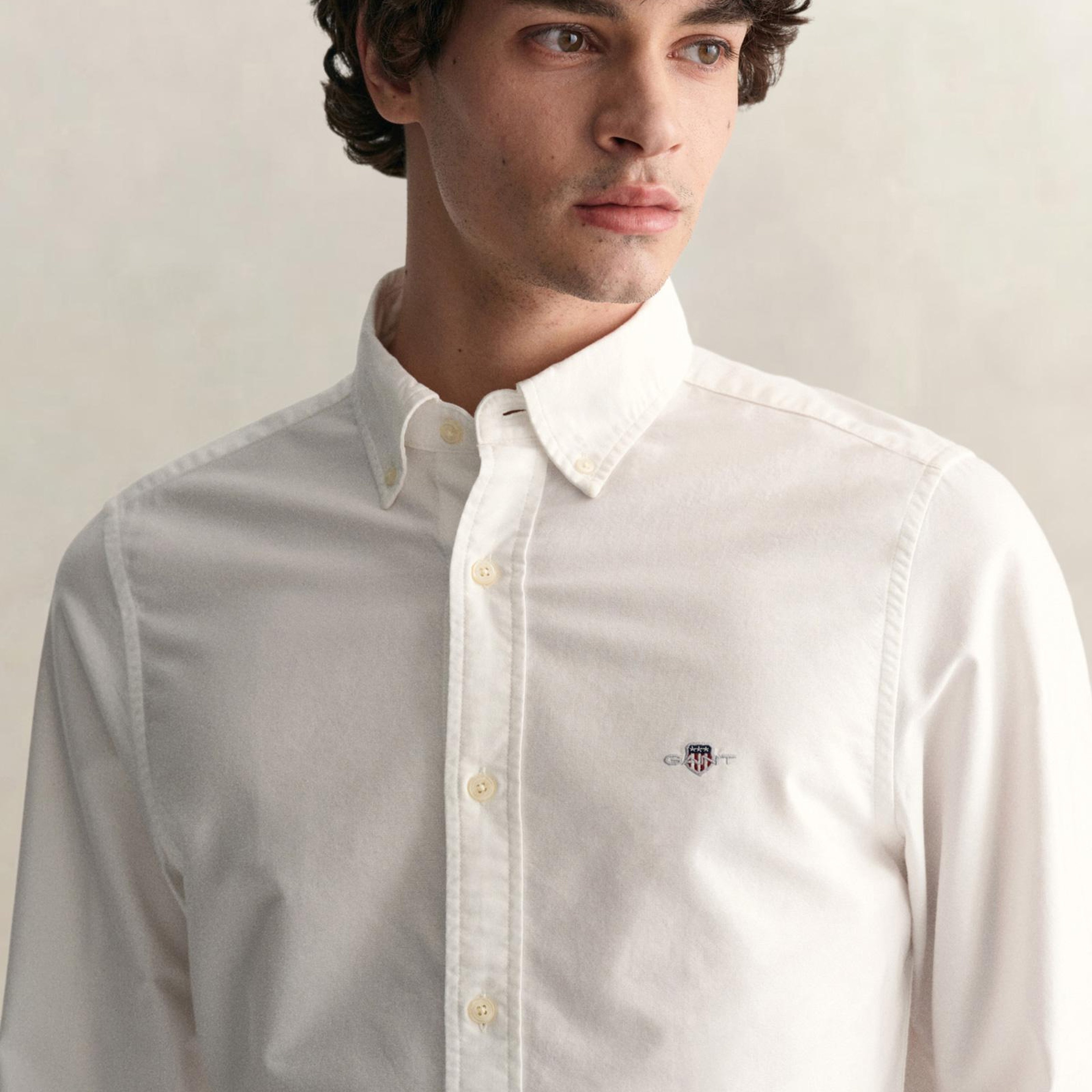 GANT Erkek Beyaz Slim Fit Klasik Yaka Oxford Gömlek