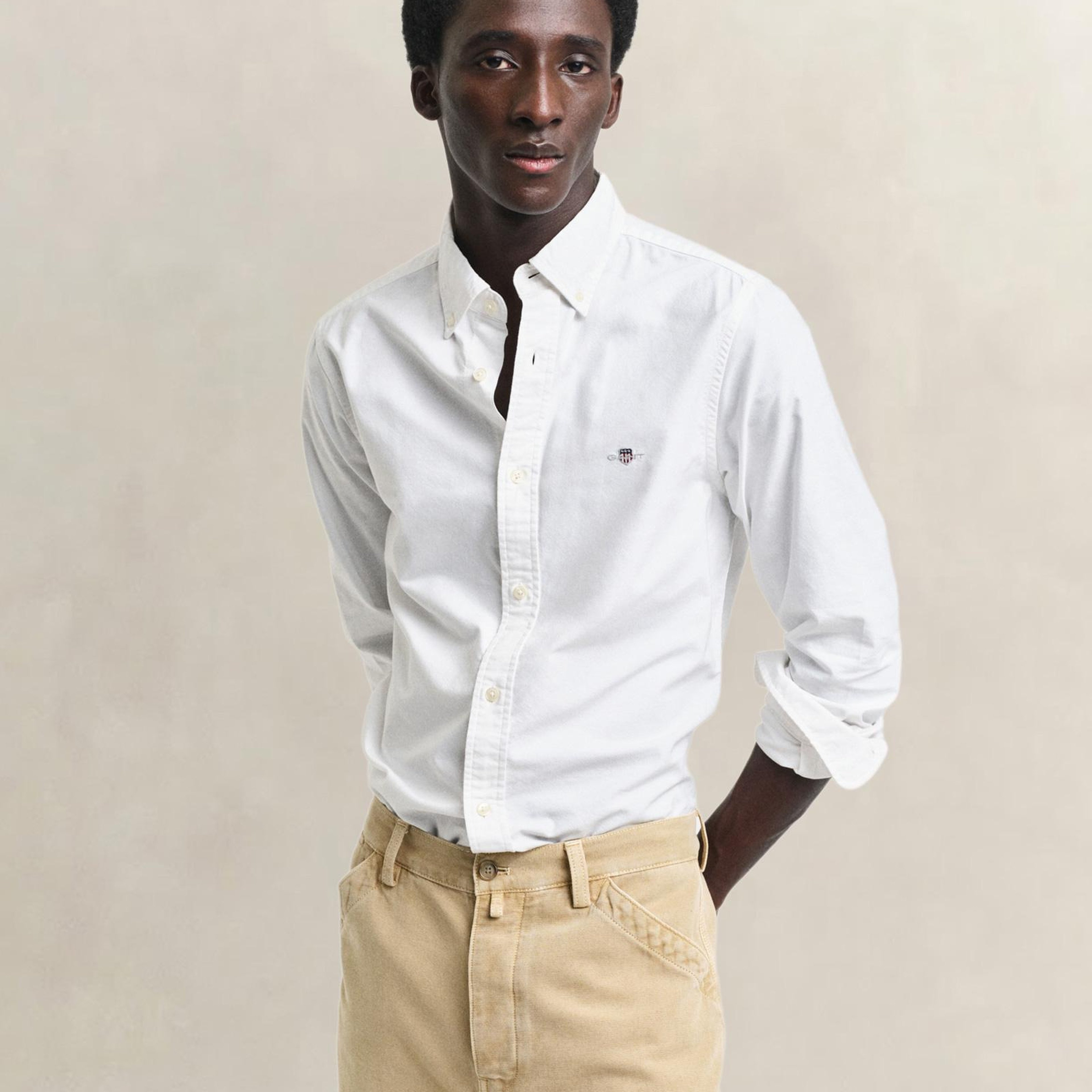GANT Erkek Beyaz Slim Fit Klasik Yaka Oxford Gömlek