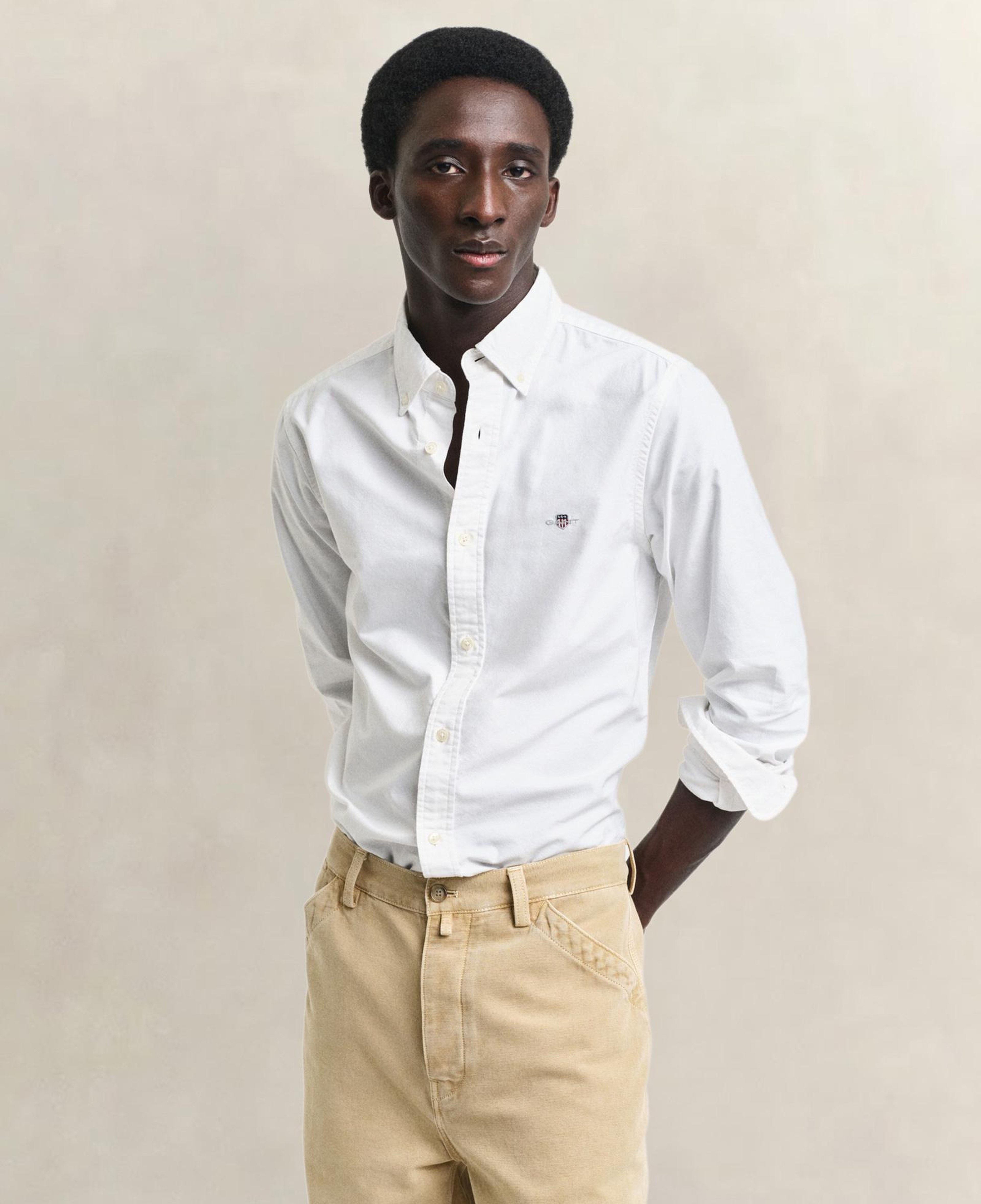 GANT Erkek Beyaz Slim Fit Klasik Yaka Oxford Gömlek