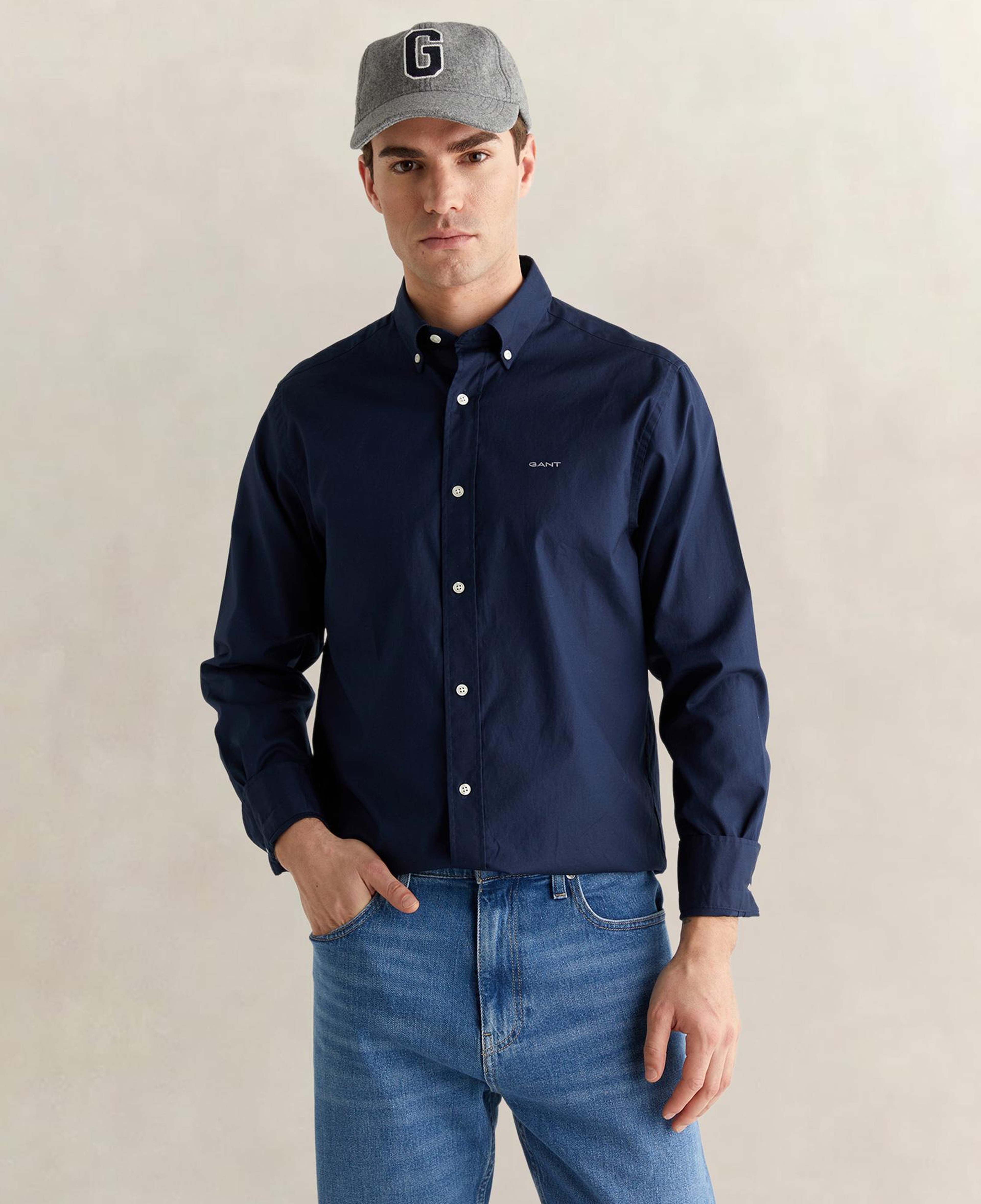 GANT Erkek Lacivert Regular Fit Düğmeli Yaka Oxford Gömlek