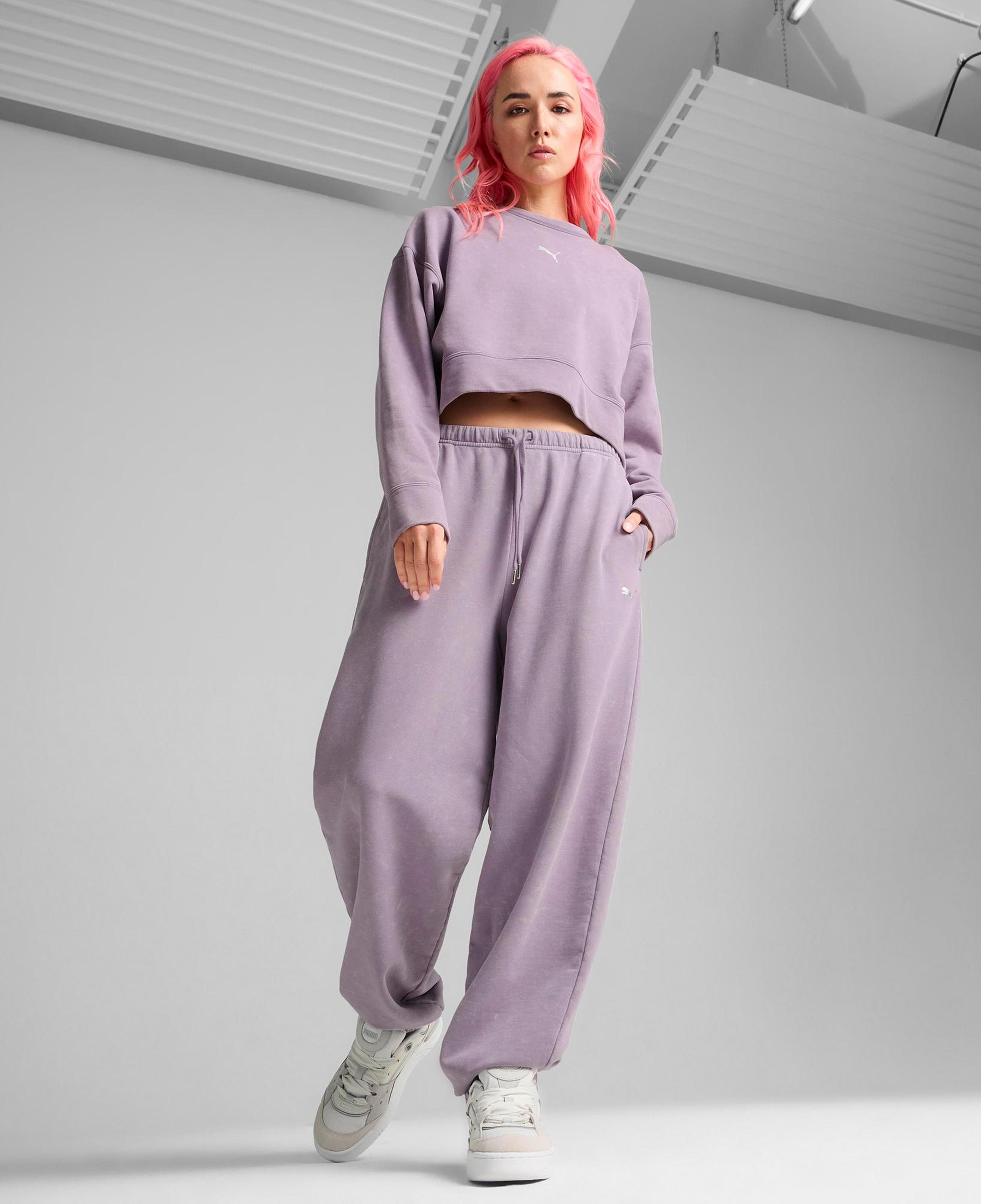 Puma Dare To Relaxed Washed Crew Kadın Mor Günlük Sweatshirt