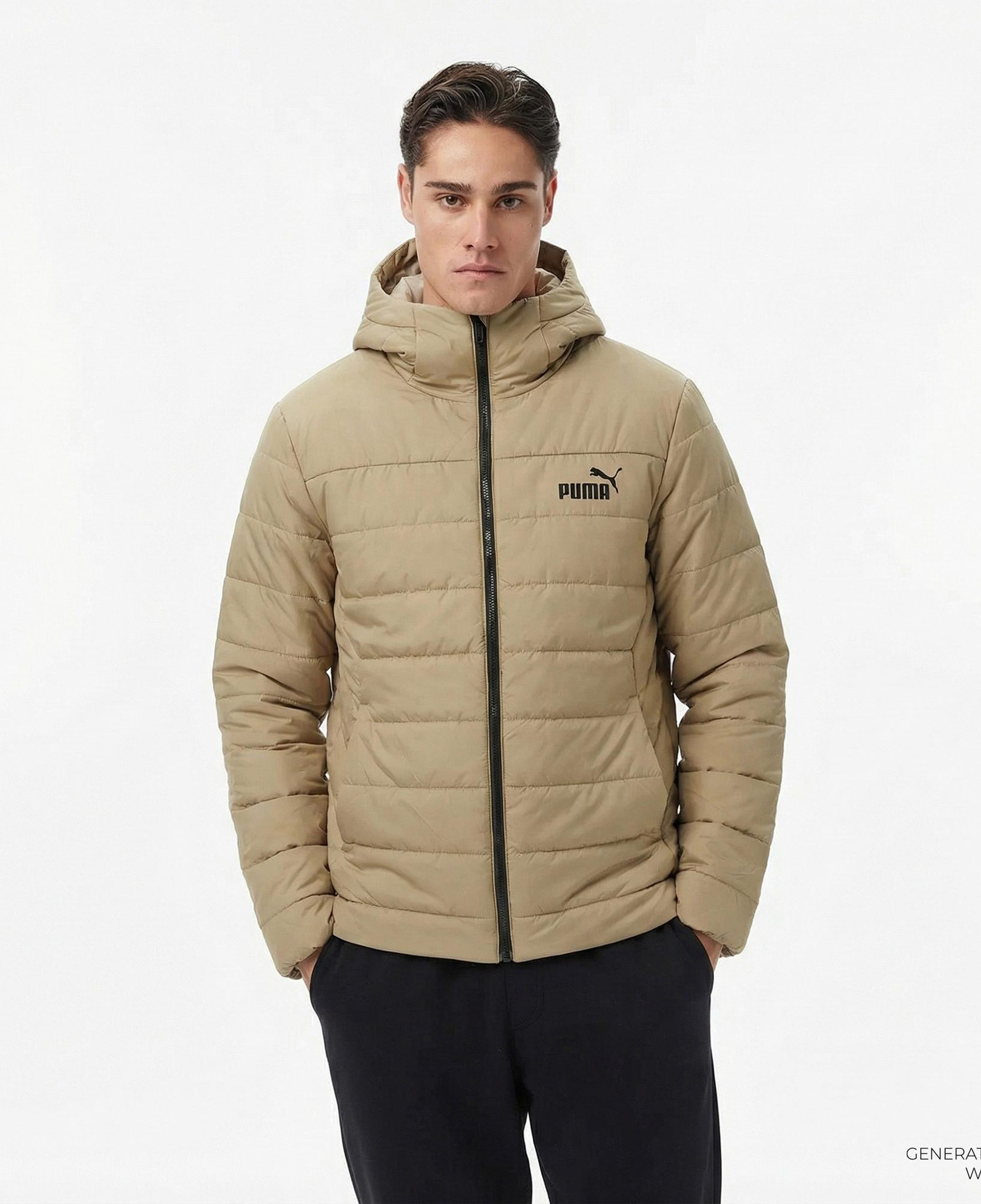 Puma Essentials Hooded Padded Erkek Kahverengi Outdoor Mont