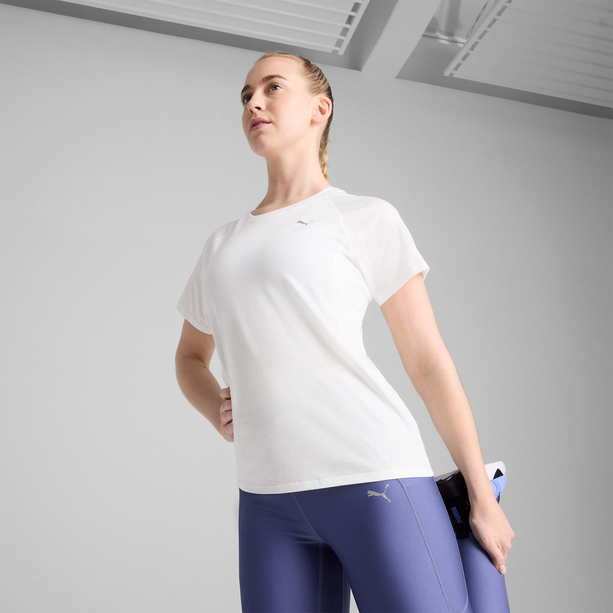 Puma Run Velocity Tri-Blend Kadın Beyaz Koşu T-Shirt