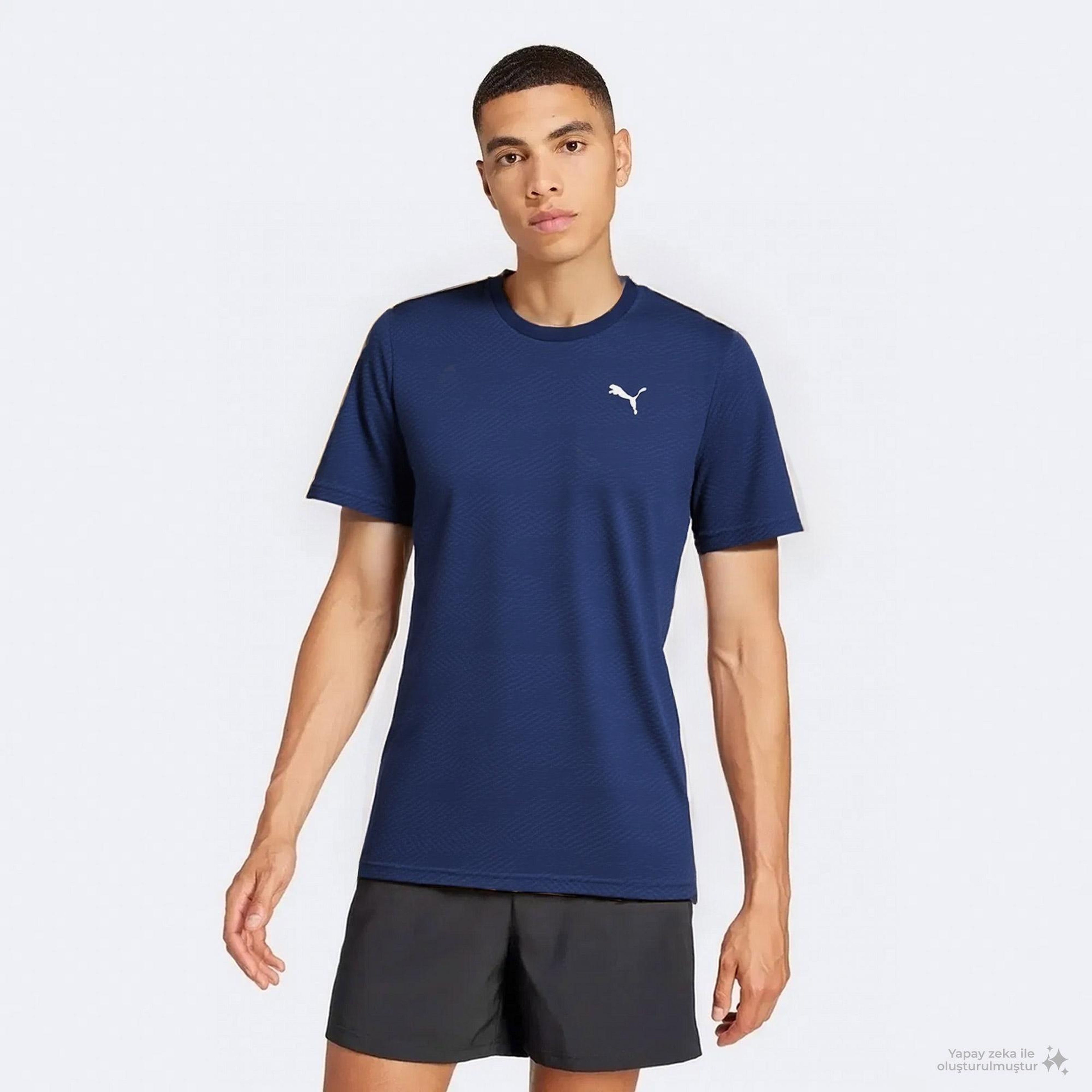 Puma Flex Jacquard Erkek Lacivert Antrenman T-Shirt