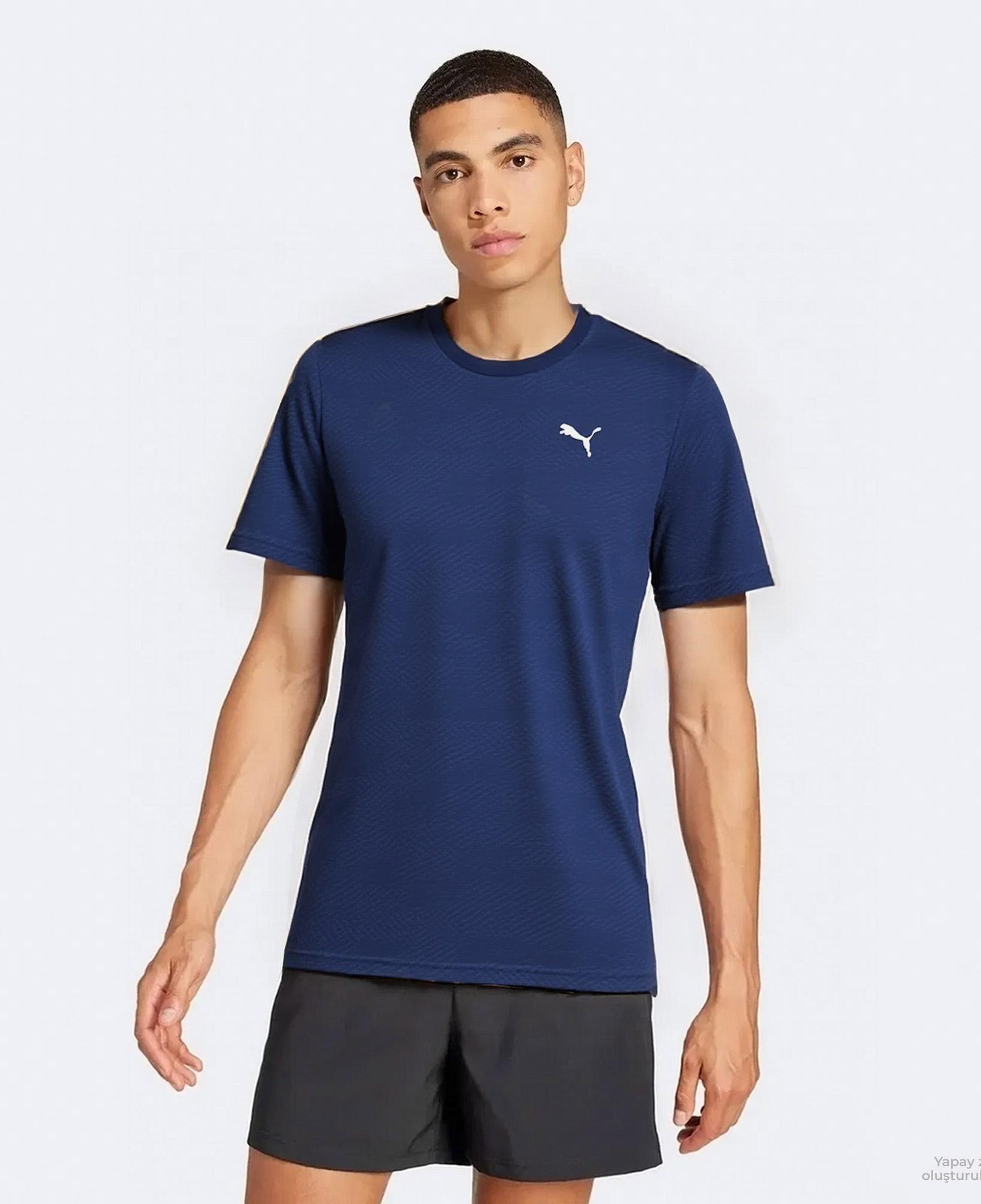 Puma Flex Jacquard Erkek Lacivert Antrenman T-Shirt