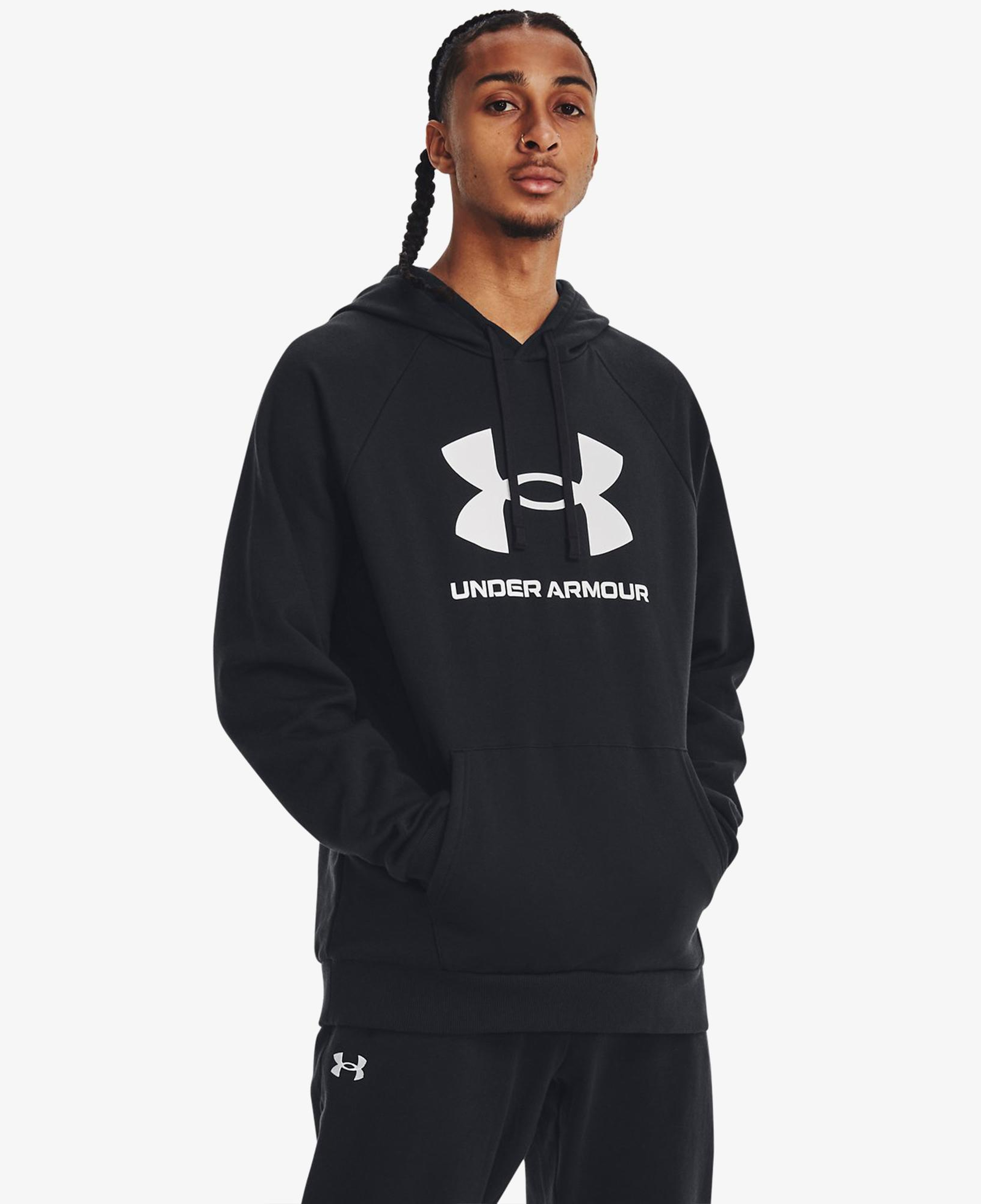 Under Armour Rival Fleece Logo Erkek Siyah Günlük Sweatshirt