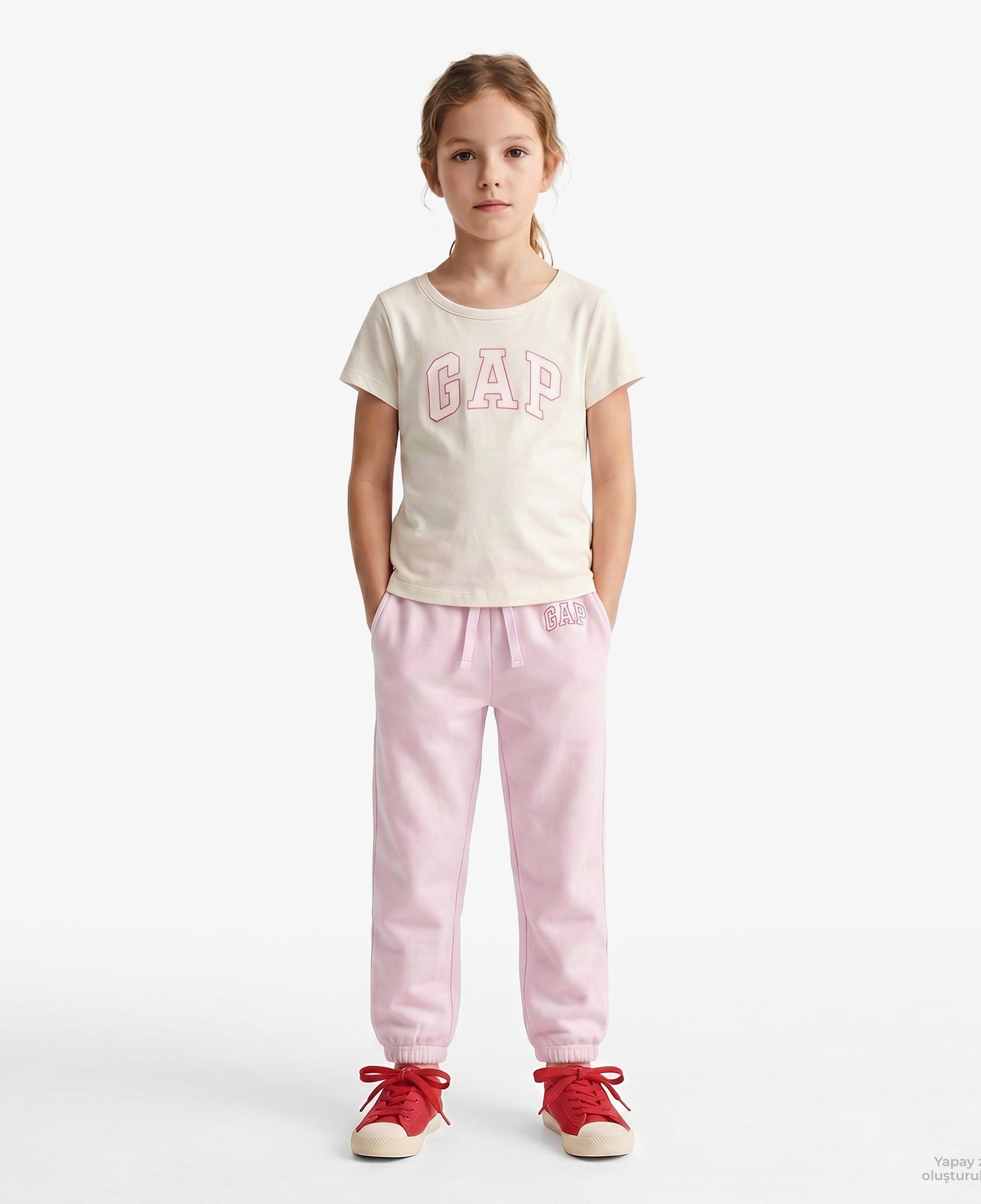 Gap V-French Logo Çocuk Pembe Eşofman Altı