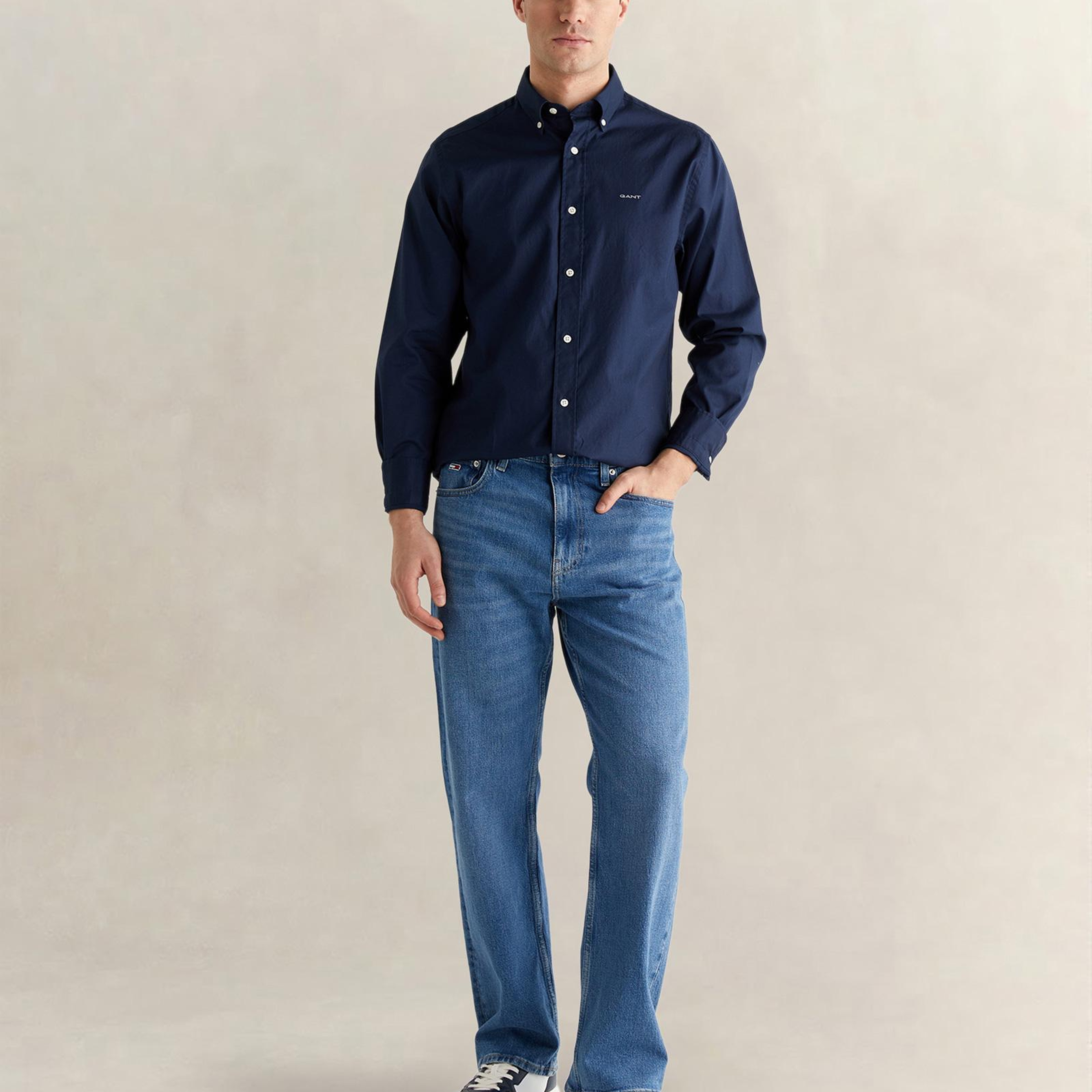 GANT Erkek Lacivert Regular Fit Düğmeli Yaka Oxford Gömlek