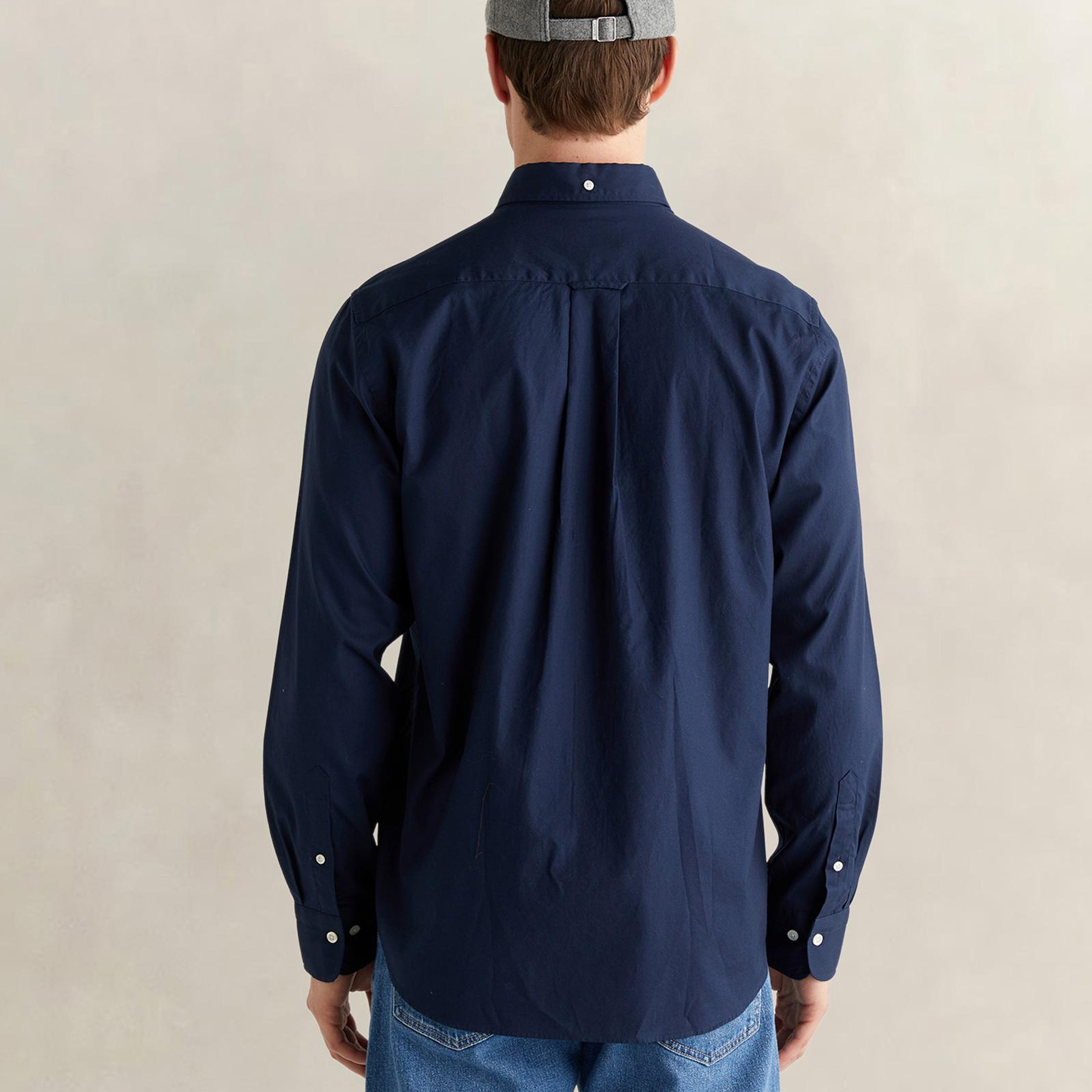 GANT Erkek Lacivert Regular Fit Düğmeli Yaka Oxford Gömlek