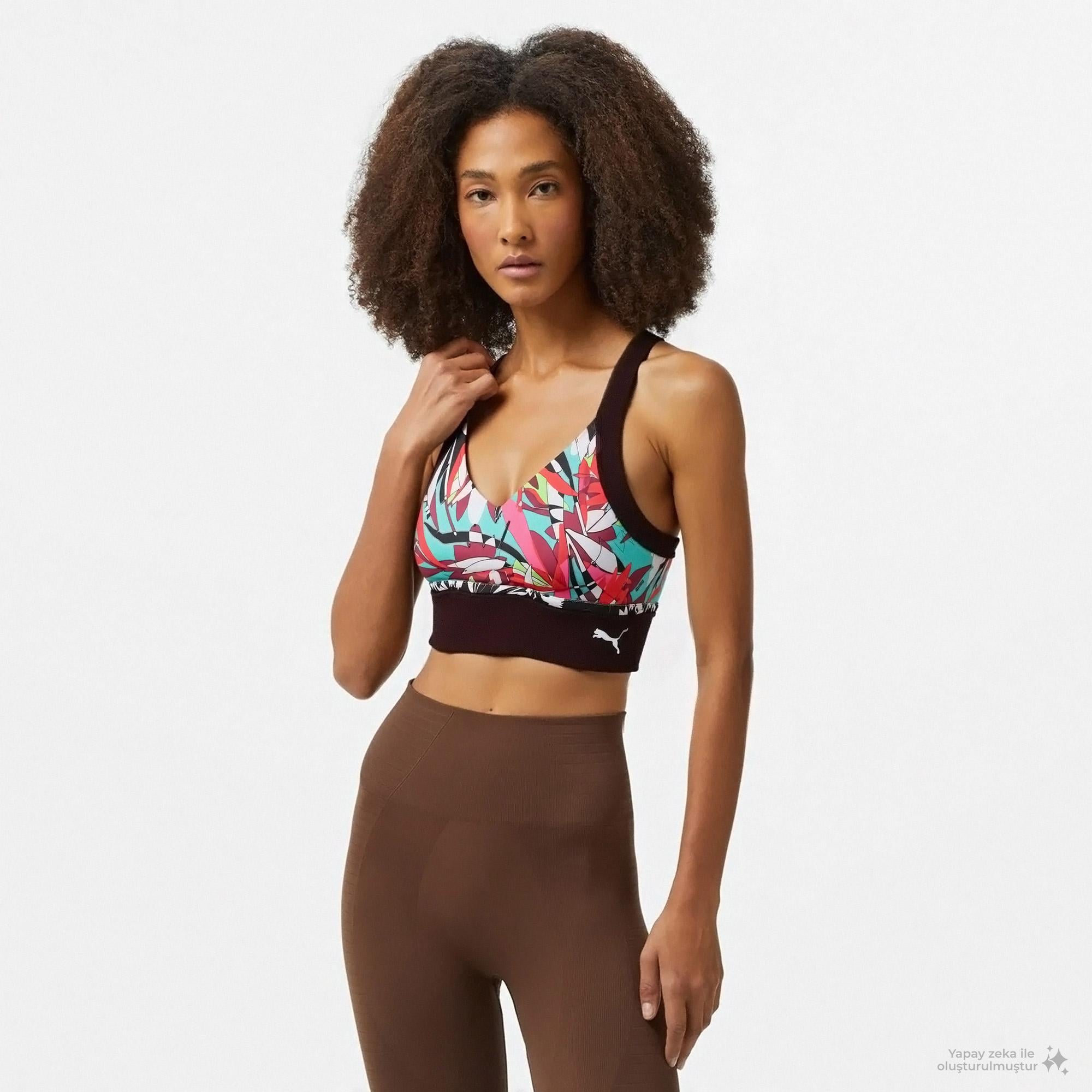 Puma 4Keeps Tropical Aop Lgln Kadın Siyah Bra