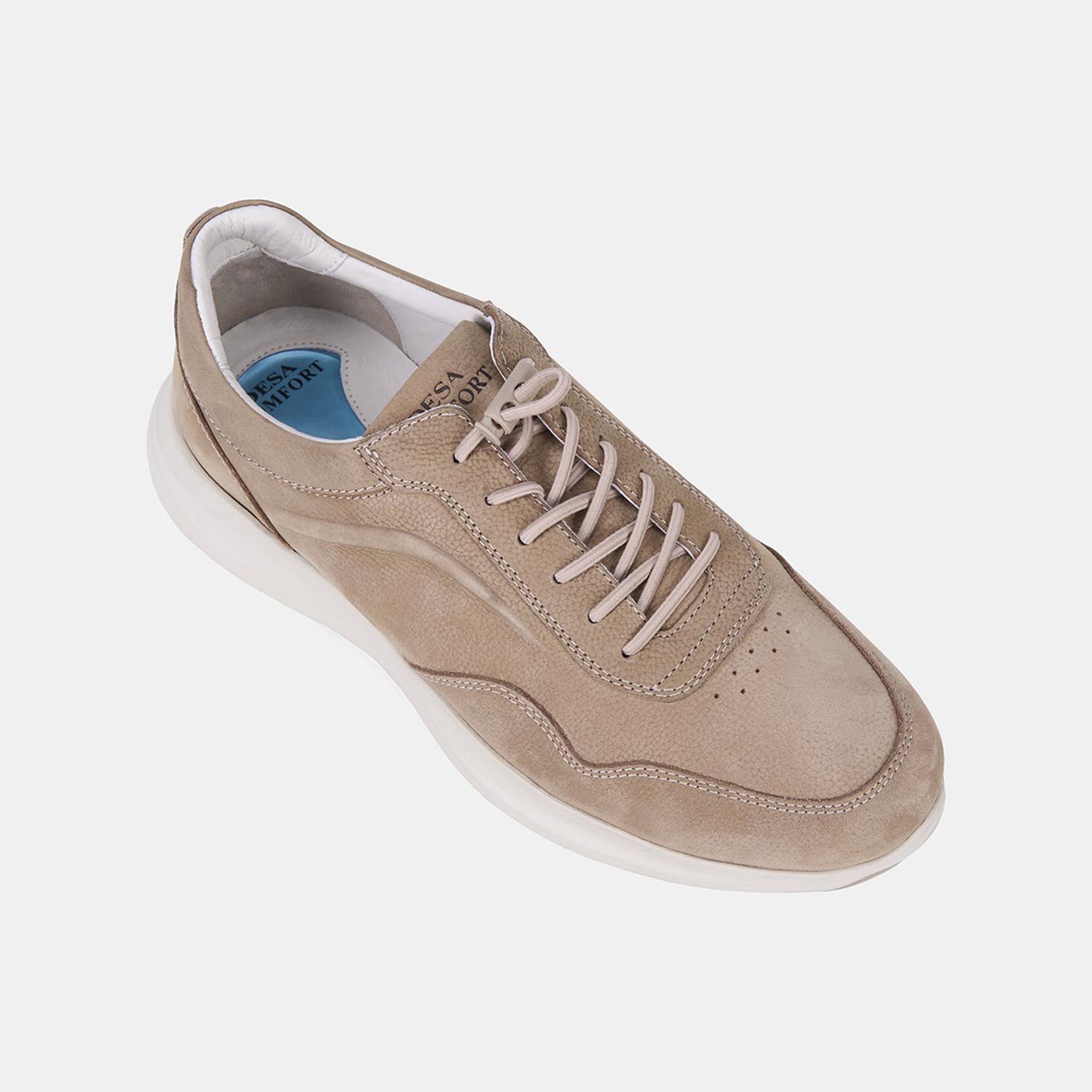 Erkek Vizon DesaComfort Bağcıklı Deri Sneaker