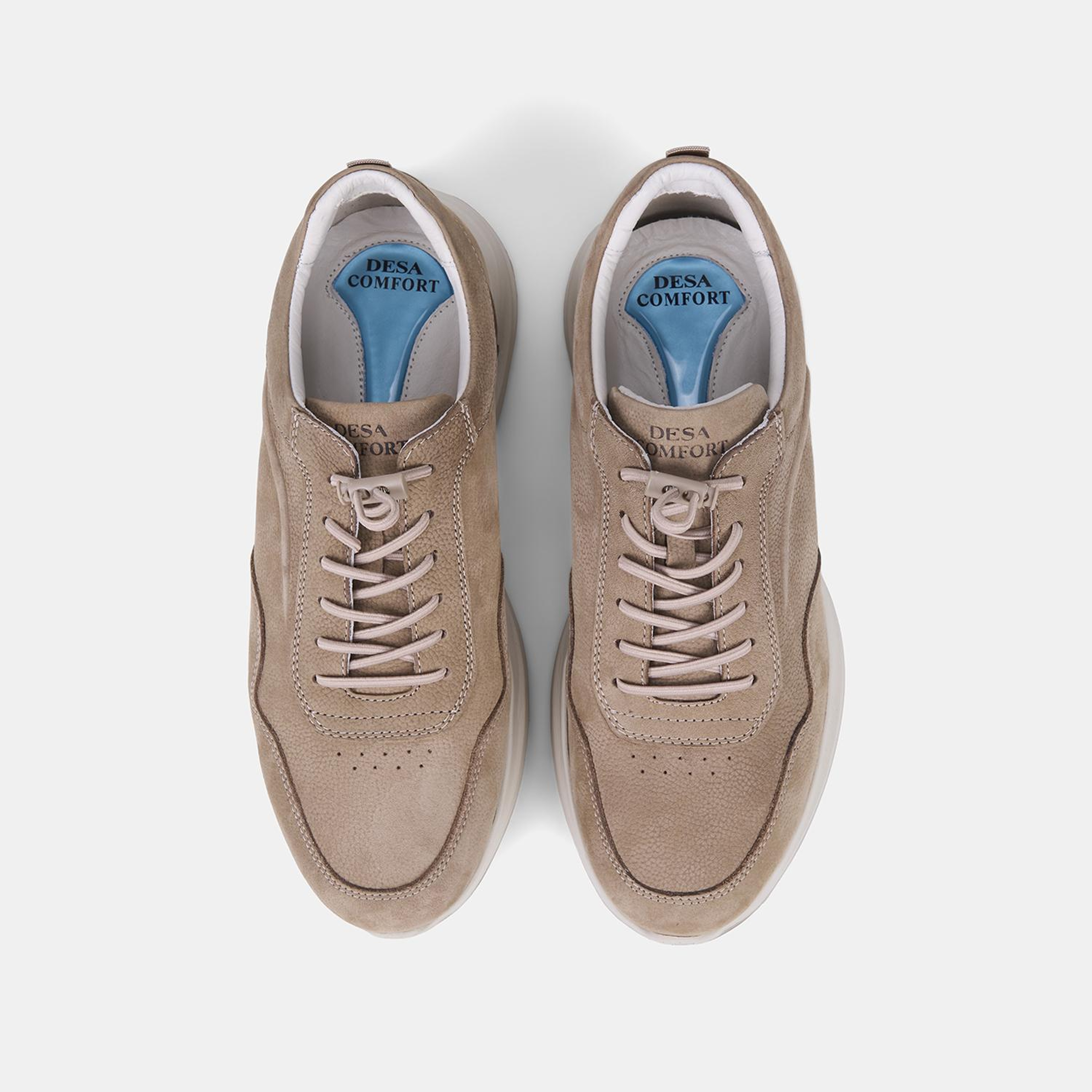 Erkek Vizon DesaComfort Bağcıklı Deri Sneaker