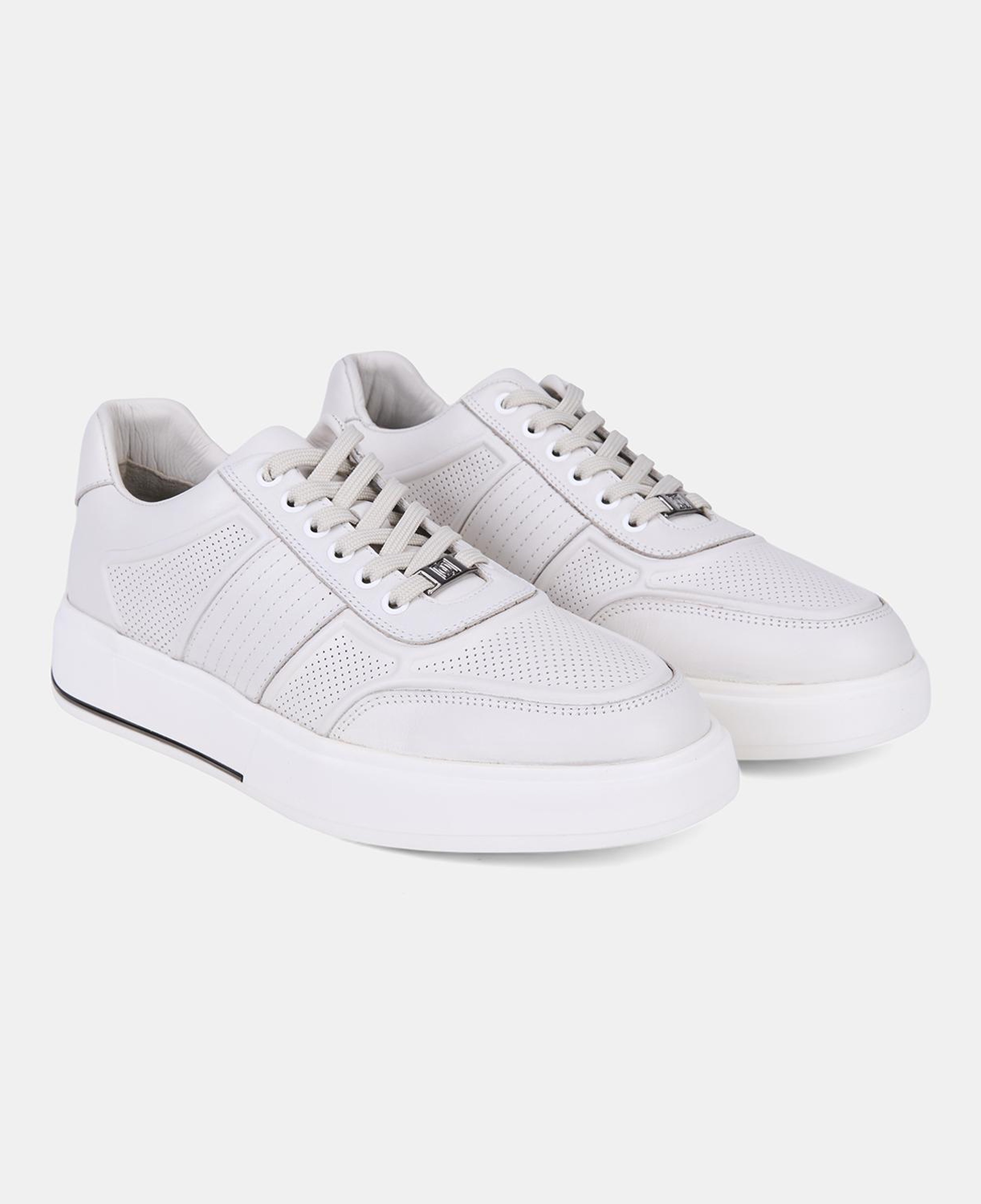 Erkek Kırık Beyaz DesaComfort Bağcıklı Beyaz Tabanlı Deri Sneaker