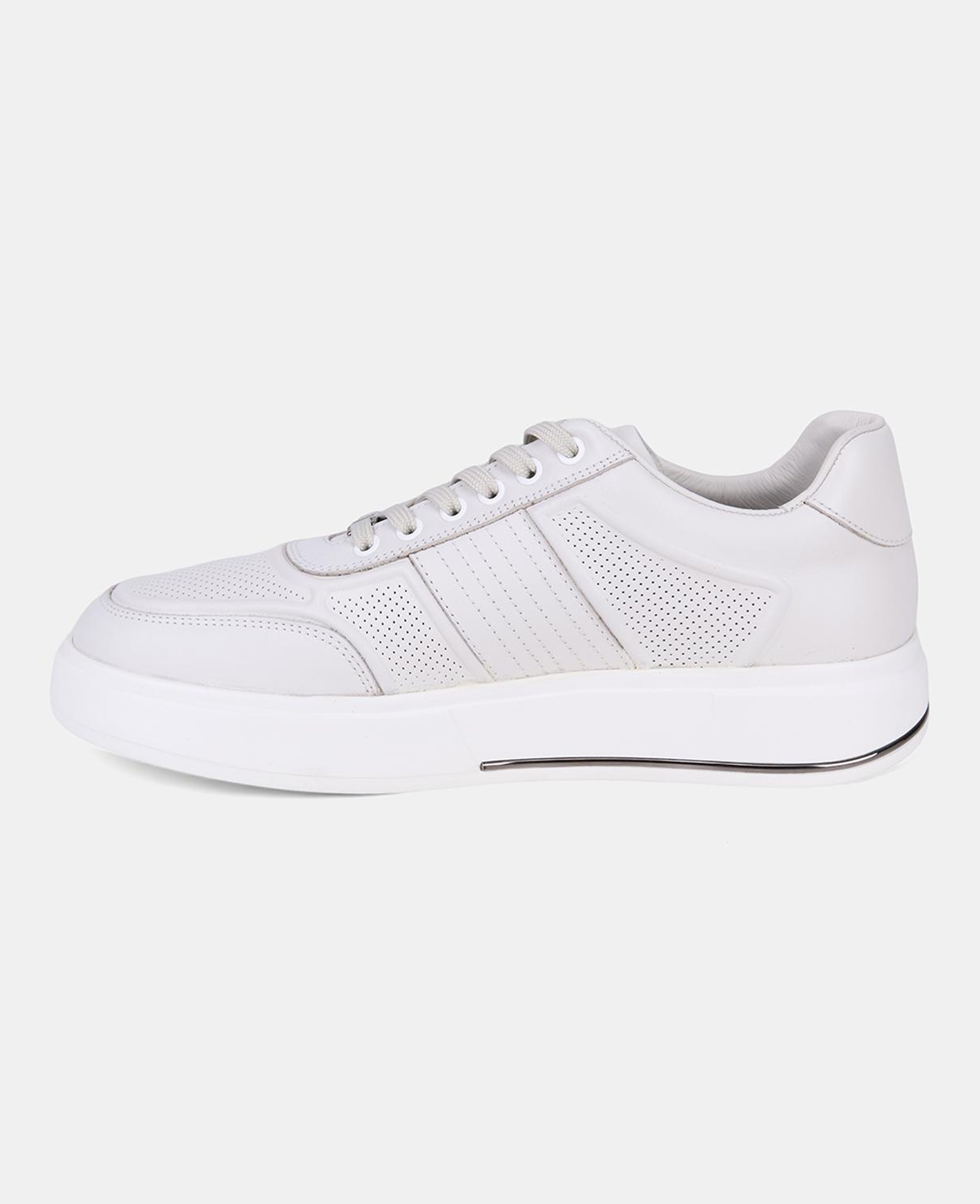 Erkek Kırık Beyaz DesaComfort Bağcıklı Beyaz Tabanlı Deri Sneaker