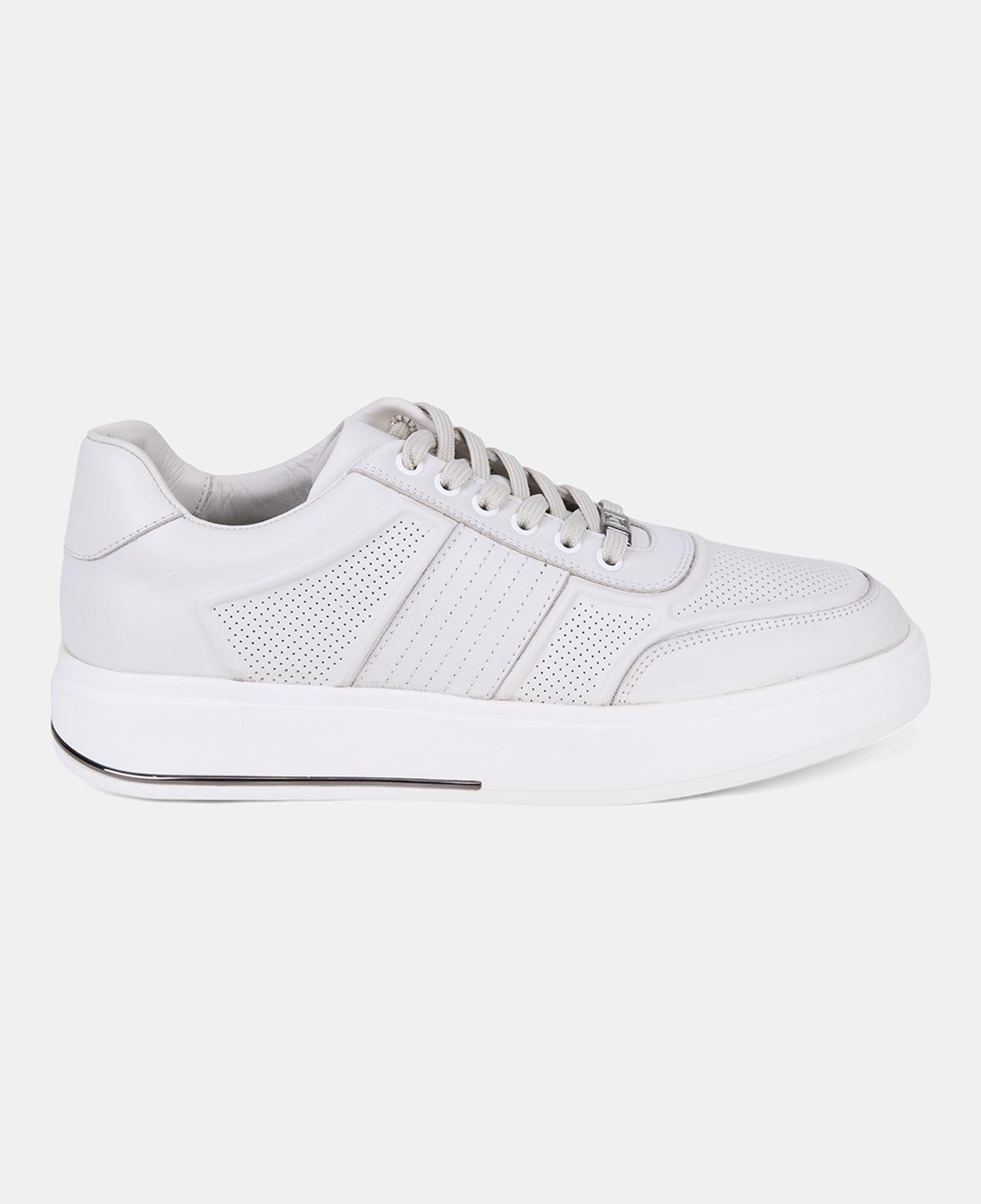 Erkek Kırık Beyaz DesaComfort Bağcıklı Beyaz Tabanlı Deri Sneaker