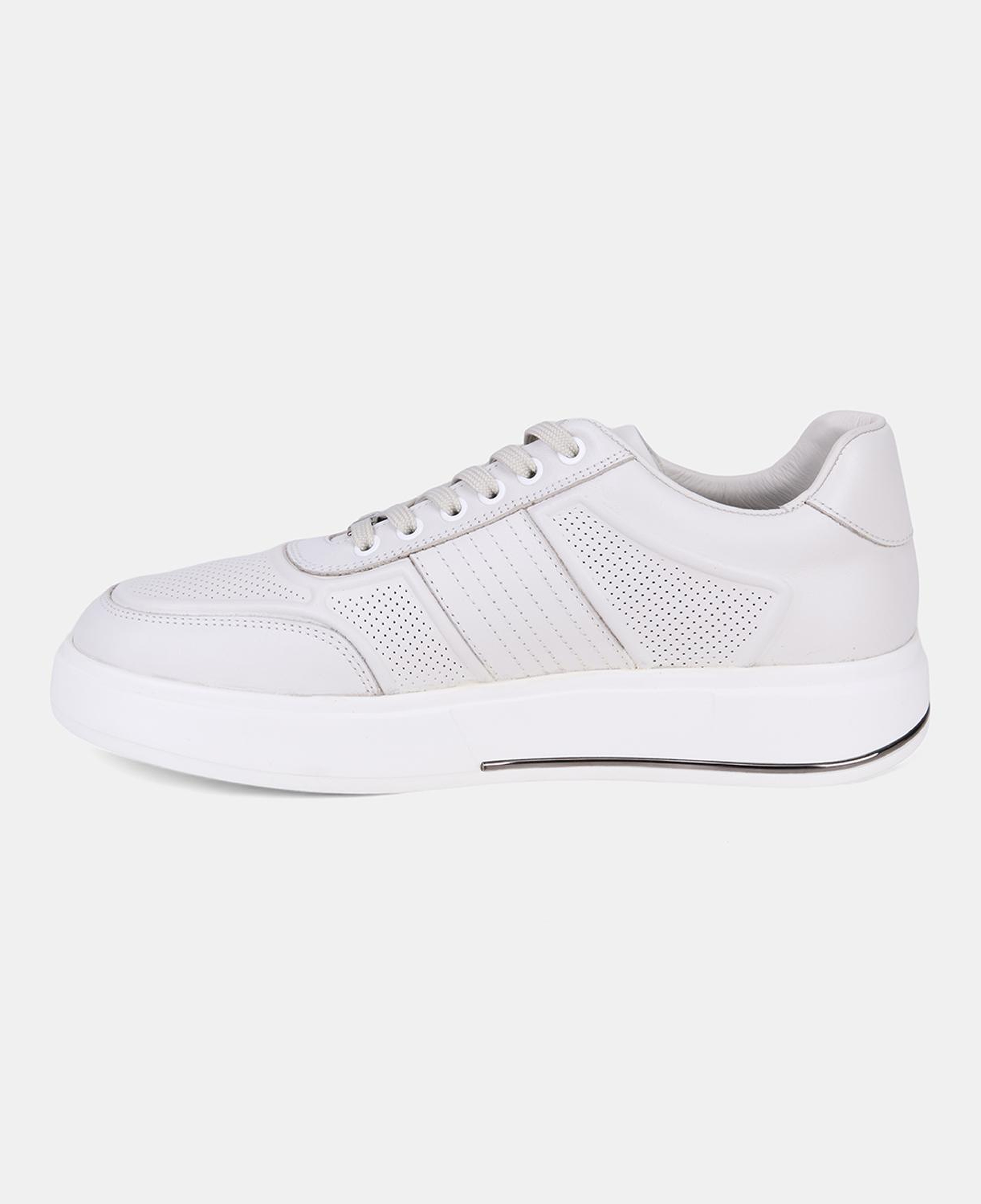 Erkek Kırık Beyaz DesaComfort Bağcıklı Beyaz Tabanlı Deri Sneaker