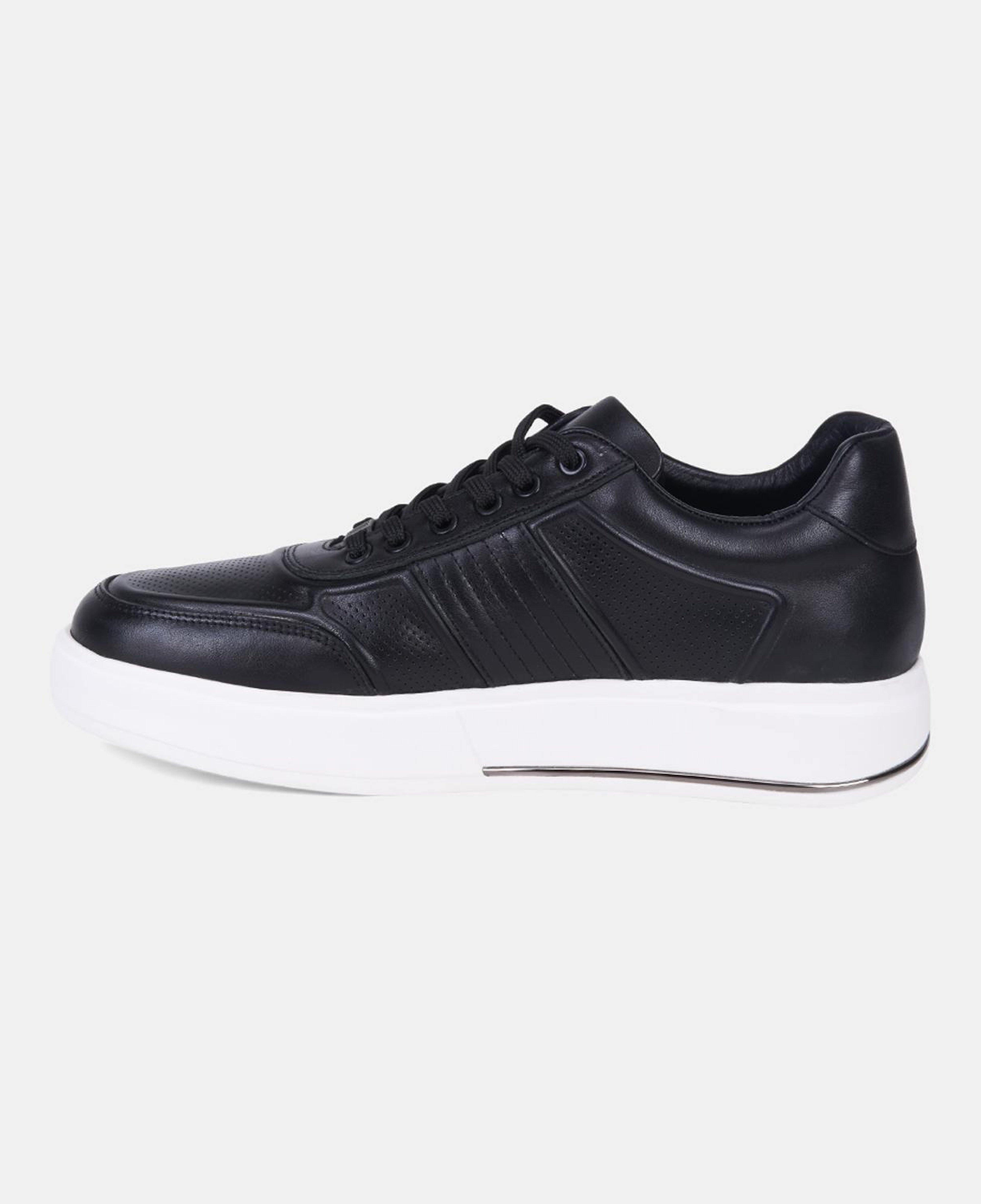 Erkek Siyah DesaComfort Bağcıklı Beyaz Tabanlı Deri Sneaker