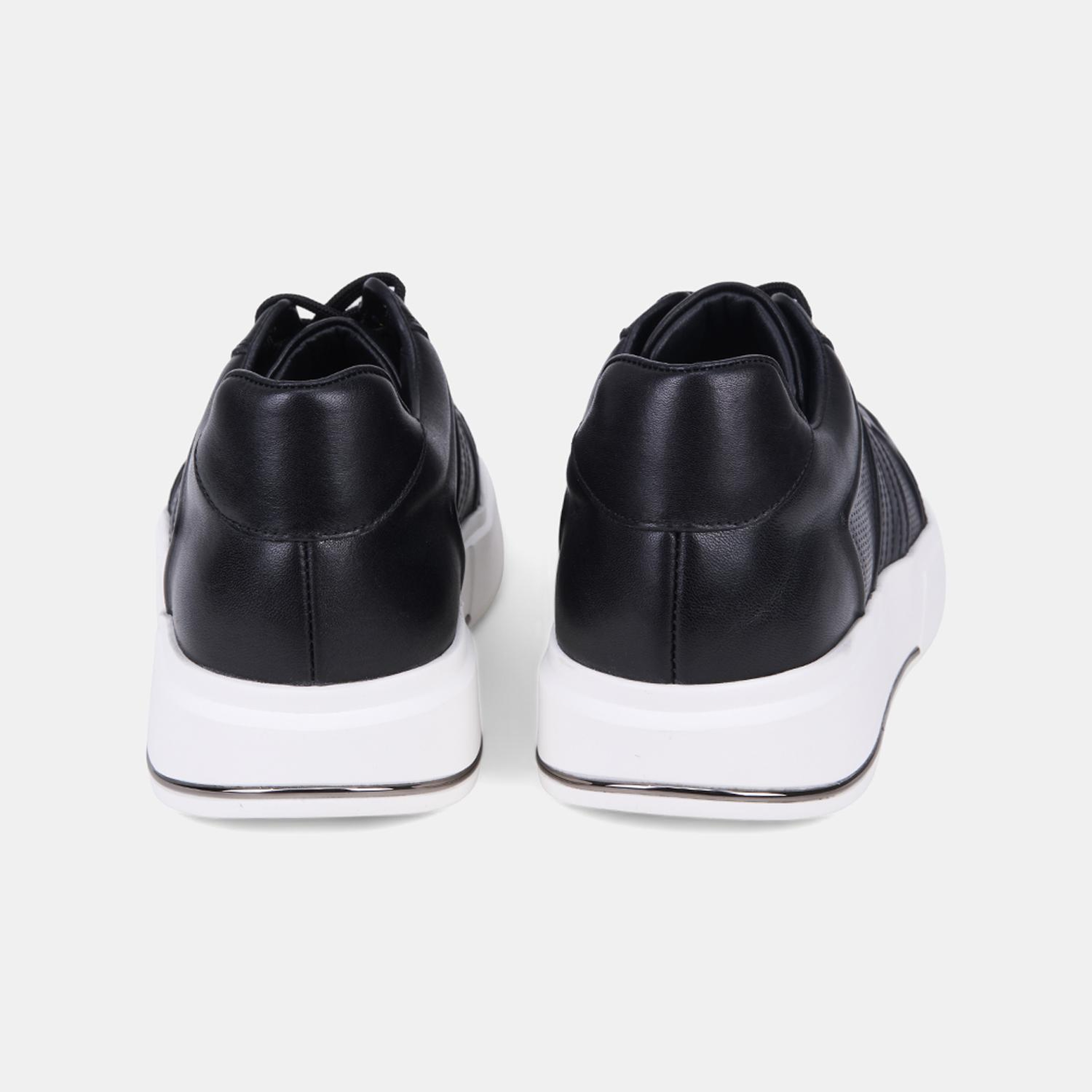 Erkek Siyah DesaComfort Bağcıklı Beyaz Tabanlı Deri Sneaker