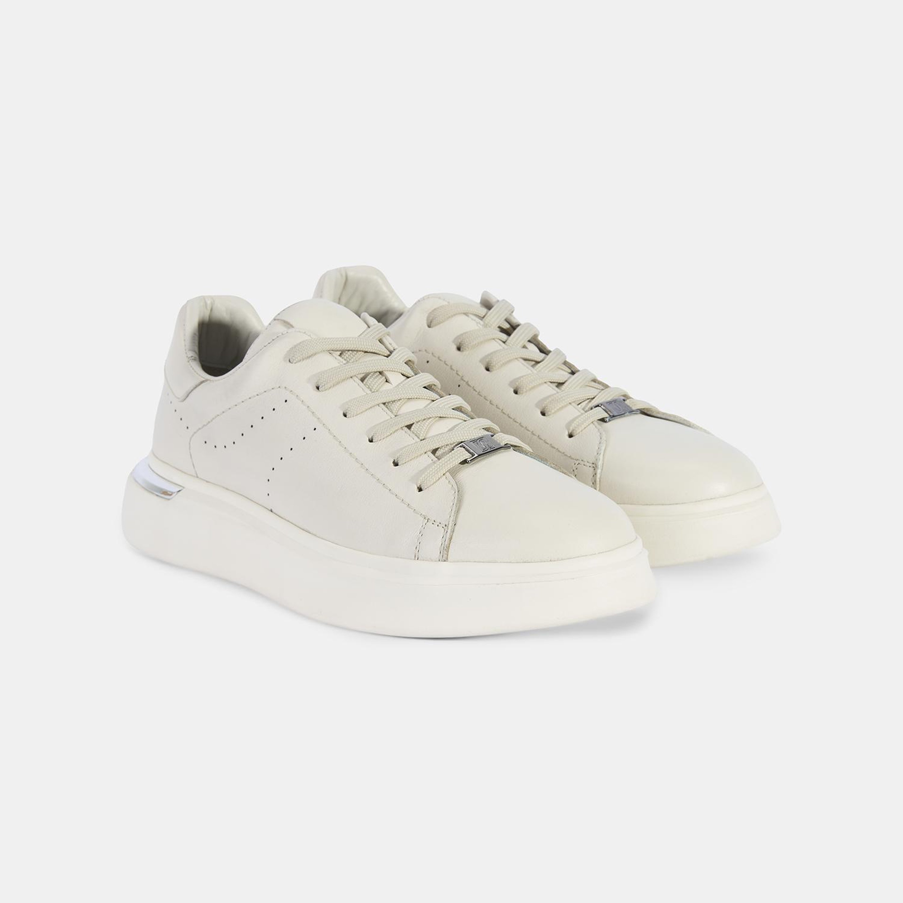 Erkek Beyaz DesaComfort Kalın Tabanlı Deri Sneaker