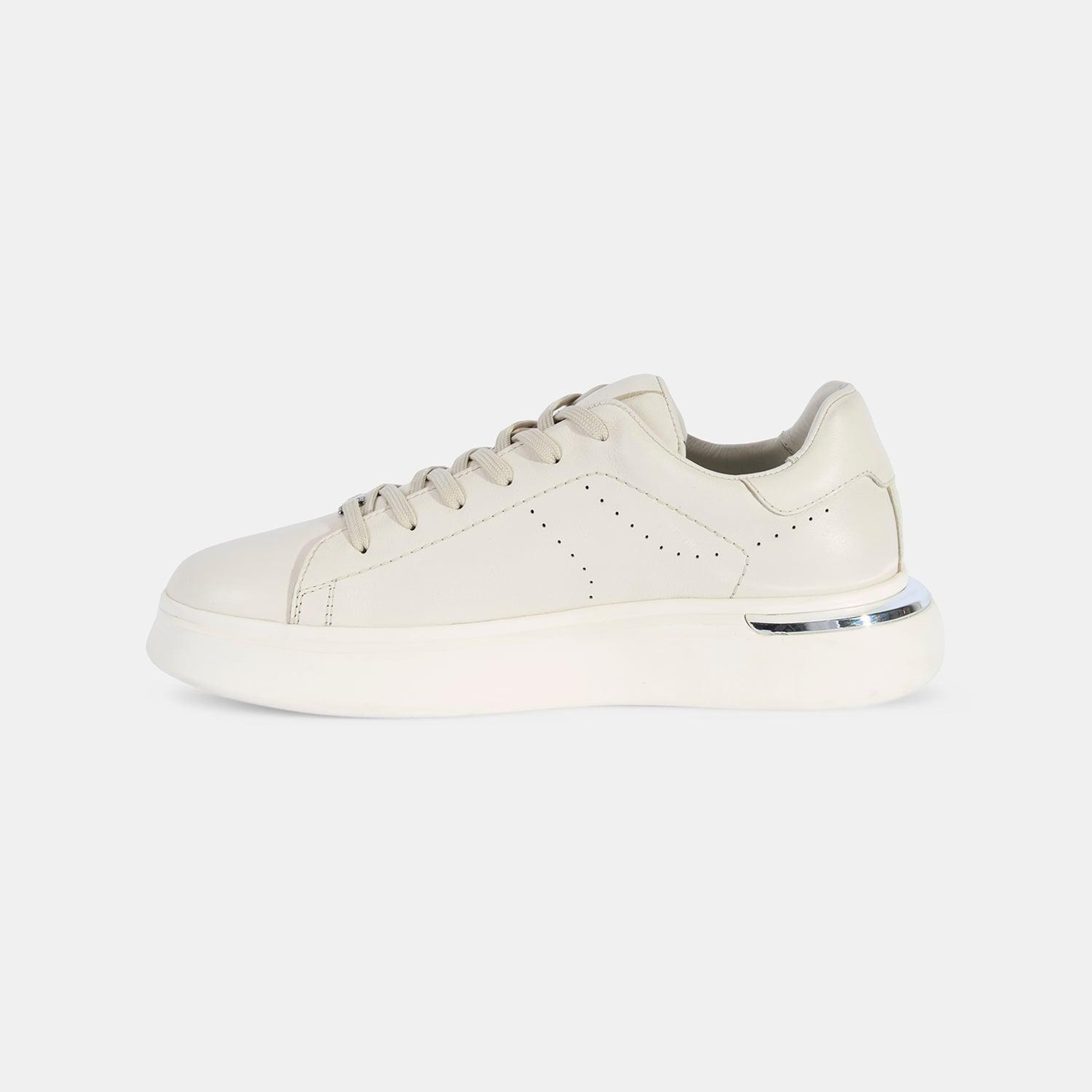Erkek Beyaz DesaComfort Kalın Tabanlı Deri Sneaker