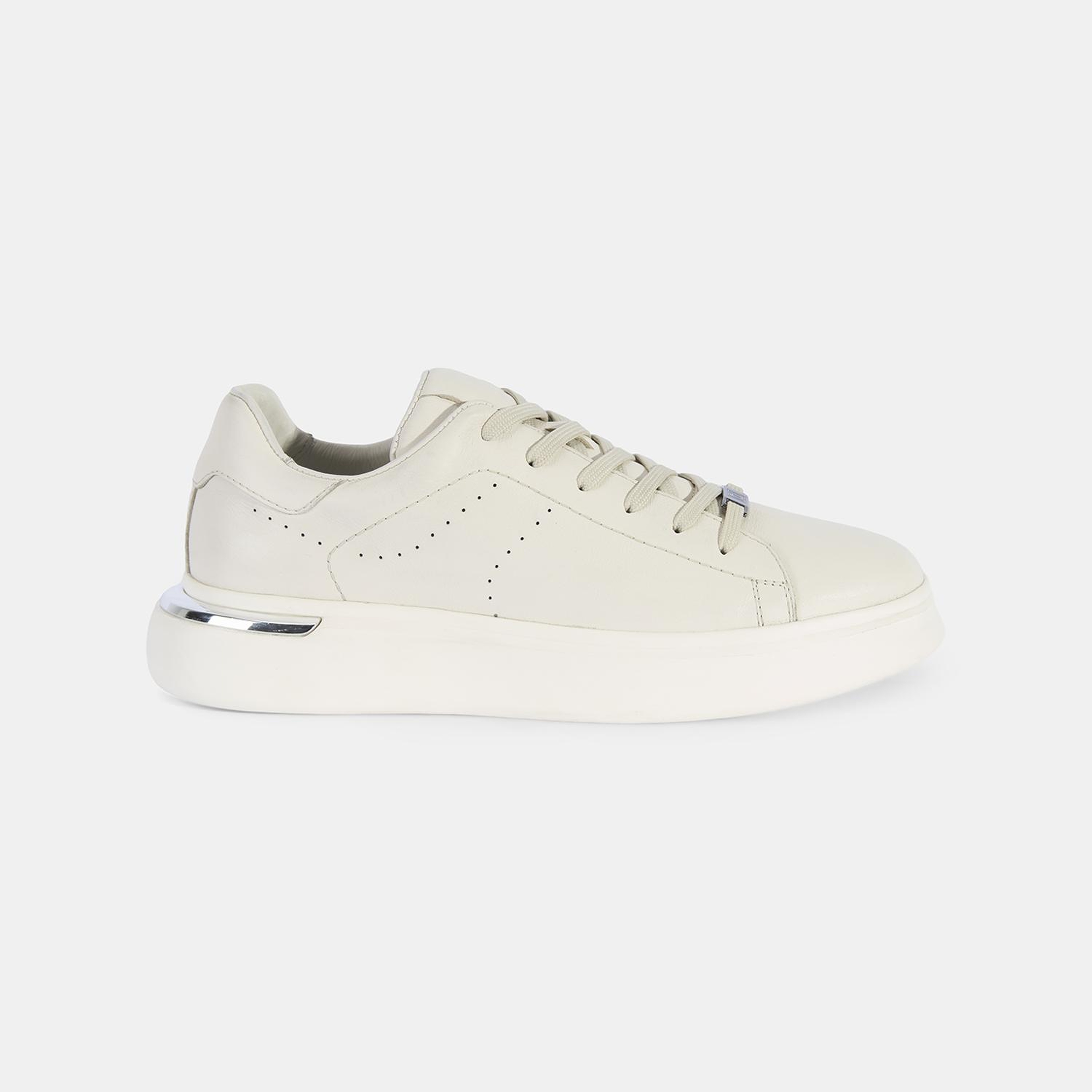 Erkek Beyaz DesaComfort Kalın Tabanlı Deri Sneaker