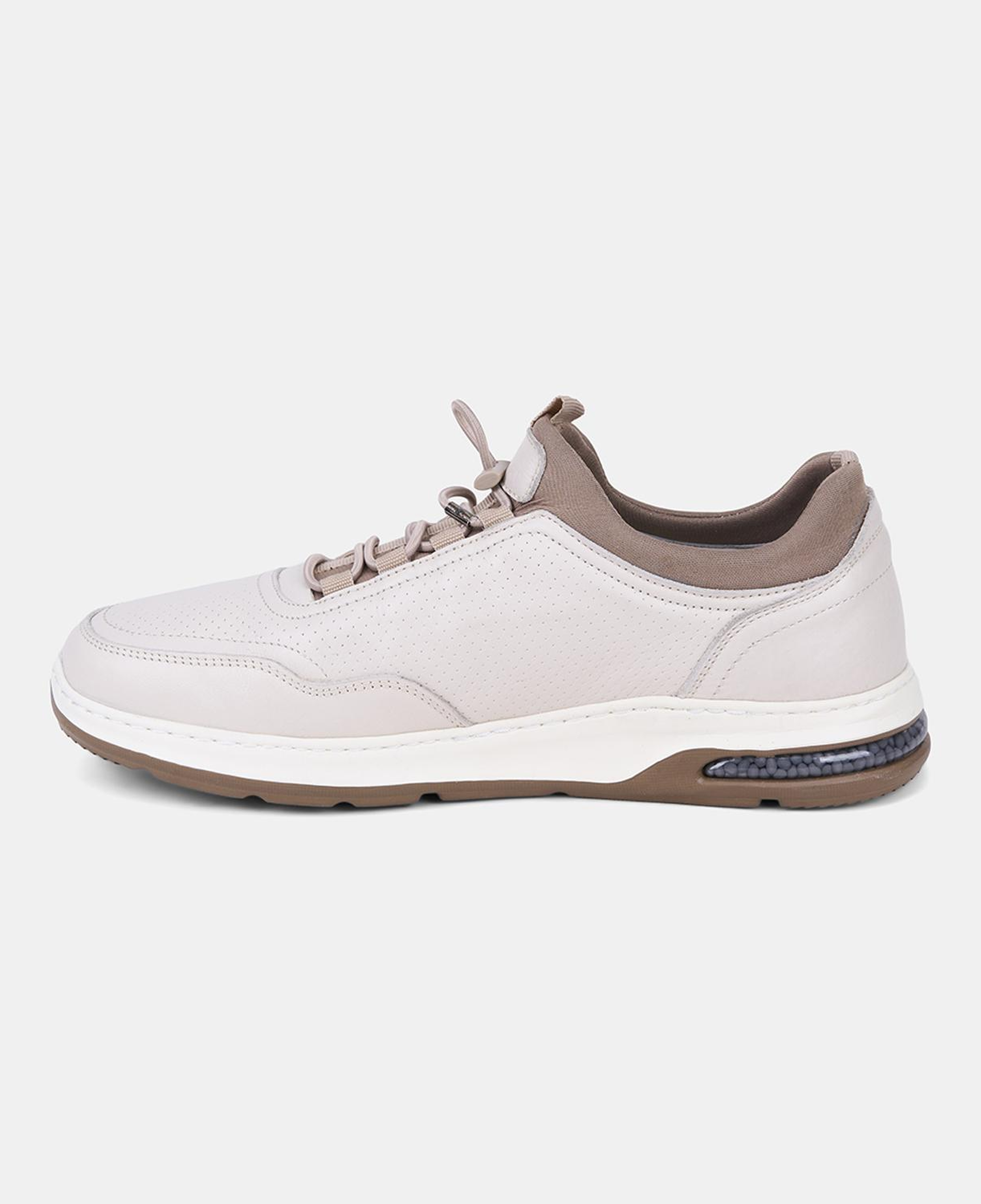 Erkek Kırık Beyaz DesaComfort Lastik Bağcıklı Deri Sneaker
