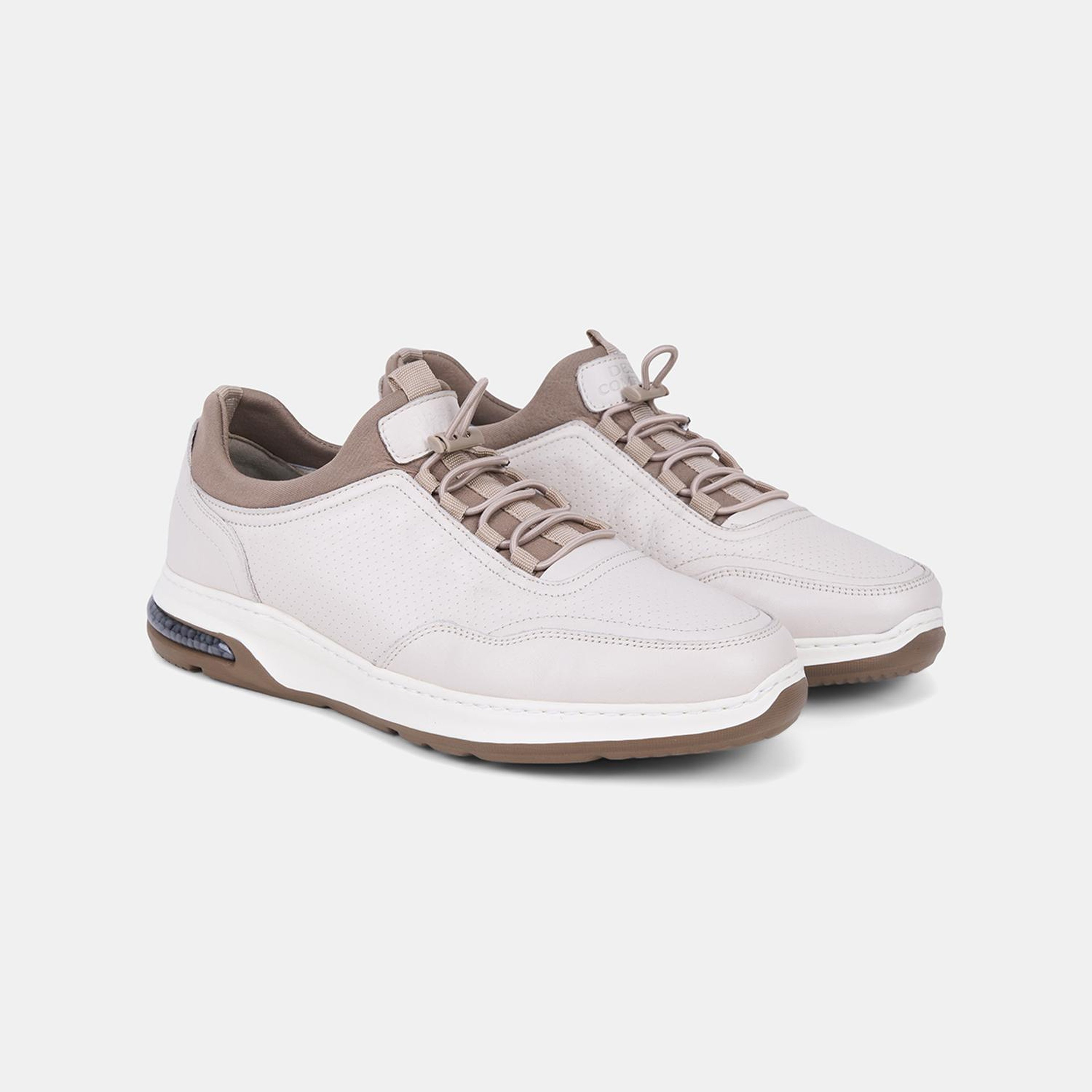 Erkek Kırık Beyaz DesaComfort Lastik Bağcıklı Deri Sneaker