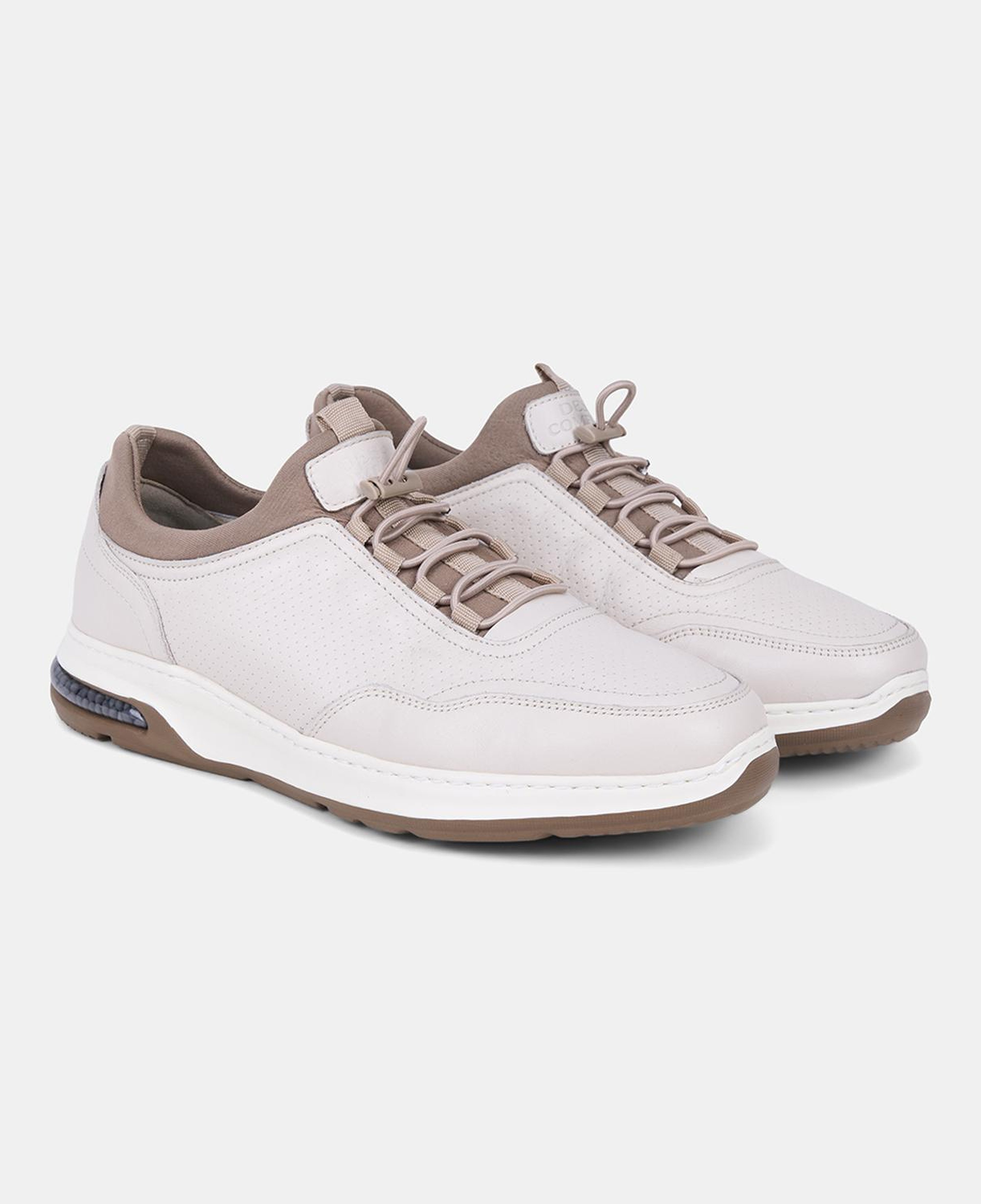 Erkek Kırık Beyaz DesaComfort Lastik Bağcıklı Deri Sneaker