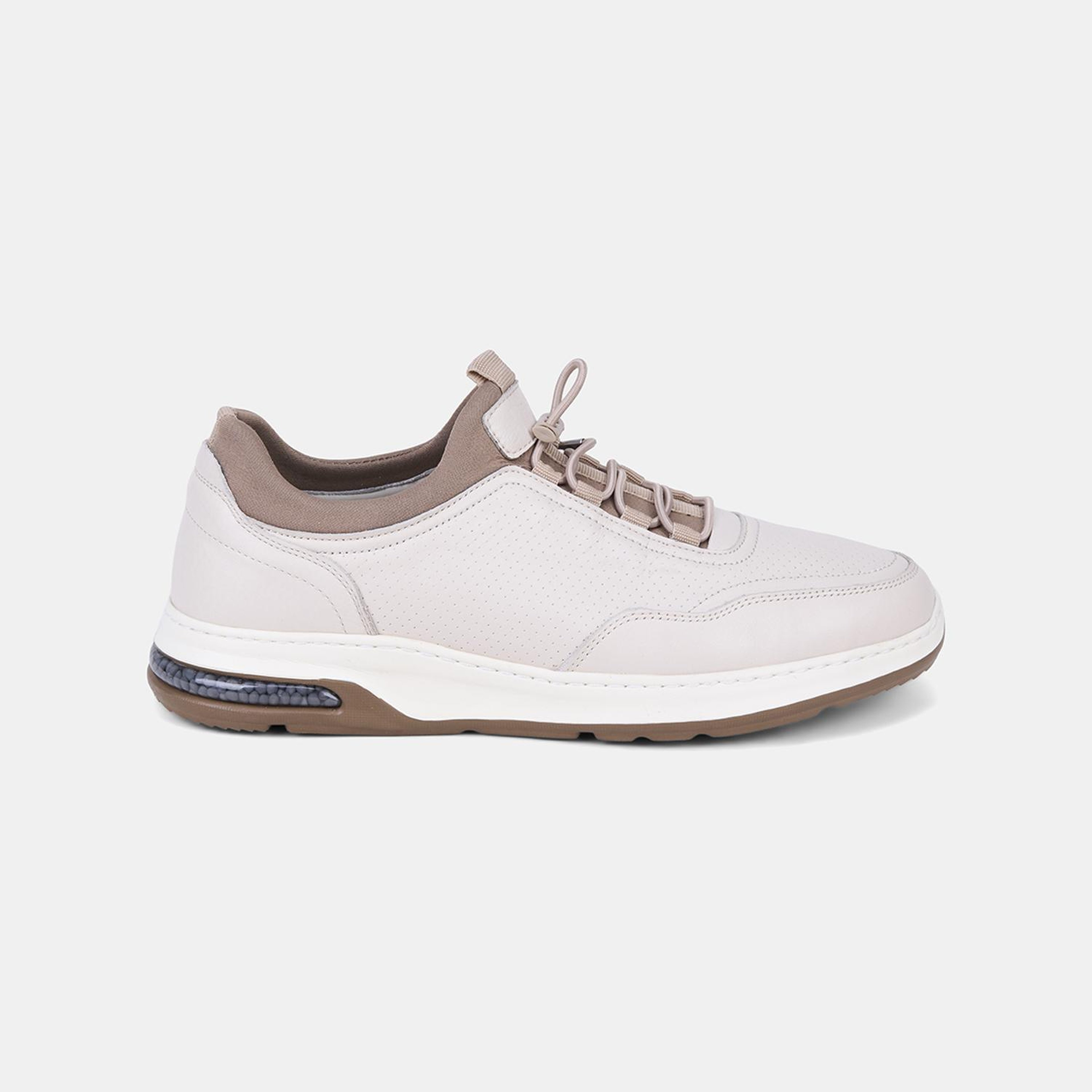 Erkek Kırık Beyaz DesaComfort Lastik Bağcıklı Deri Sneaker
