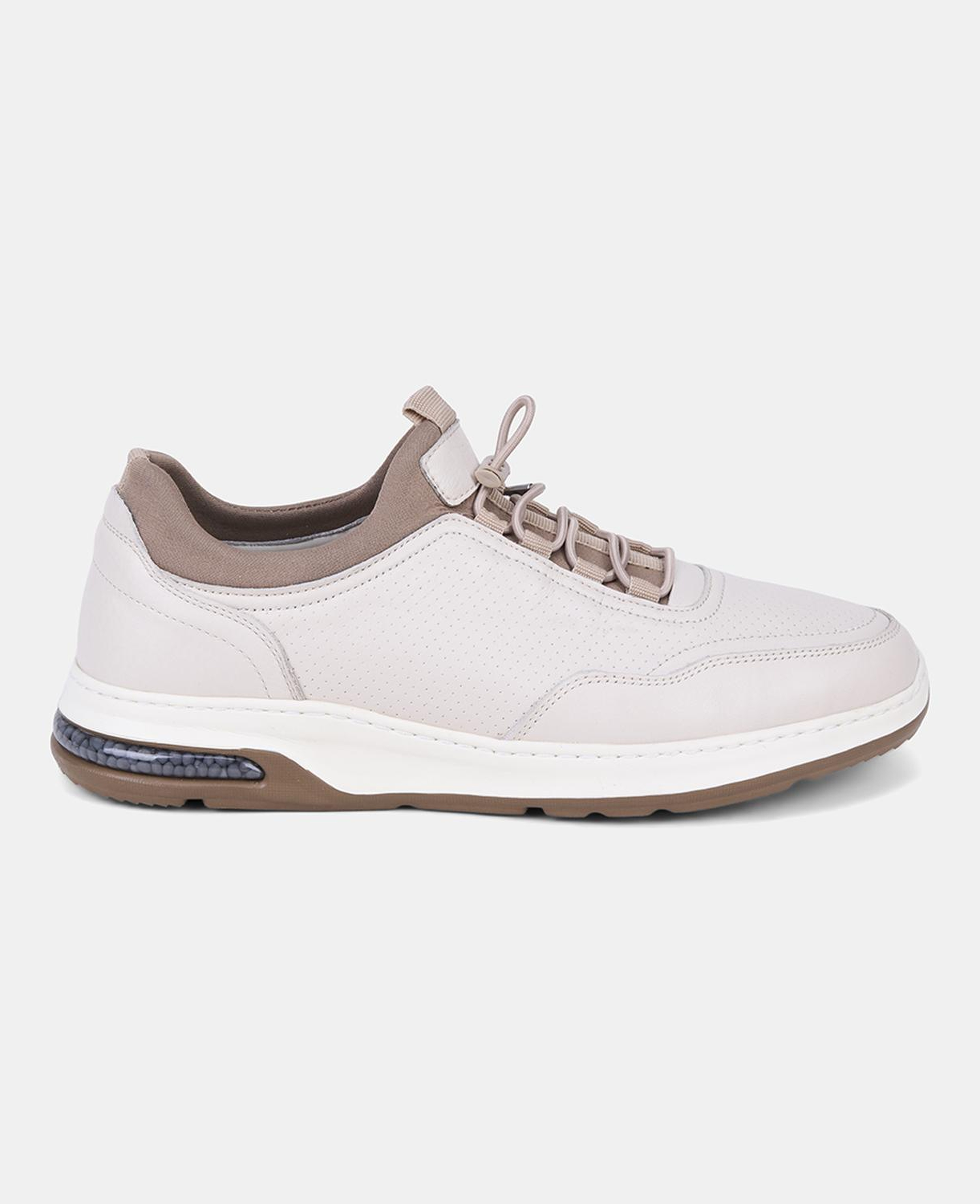 Erkek Kırık Beyaz DesaComfort Lastik Bağcıklı Deri Sneaker
