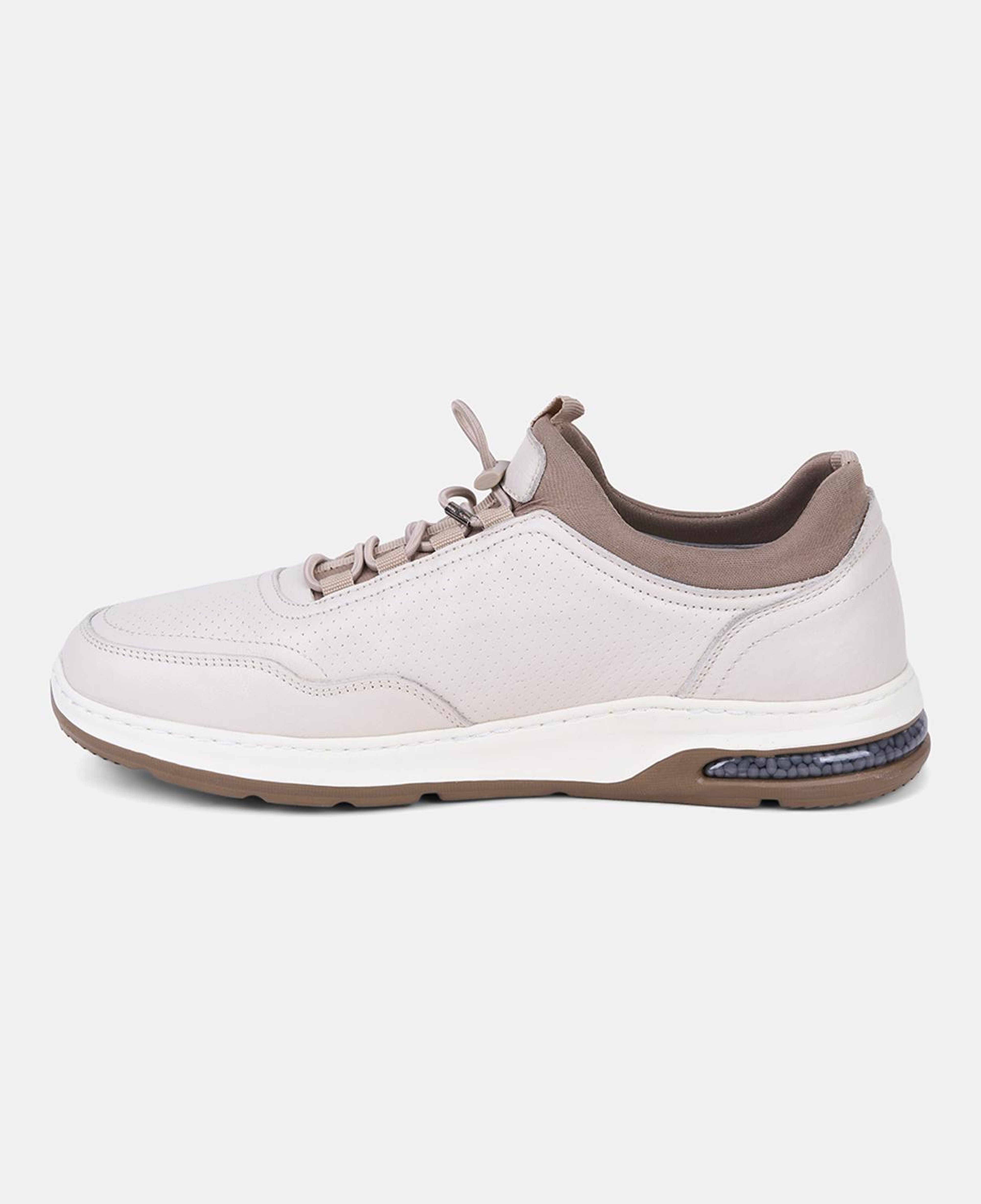 Erkek Kırık Beyaz DesaComfort Lastik Bağcıklı Deri Sneaker