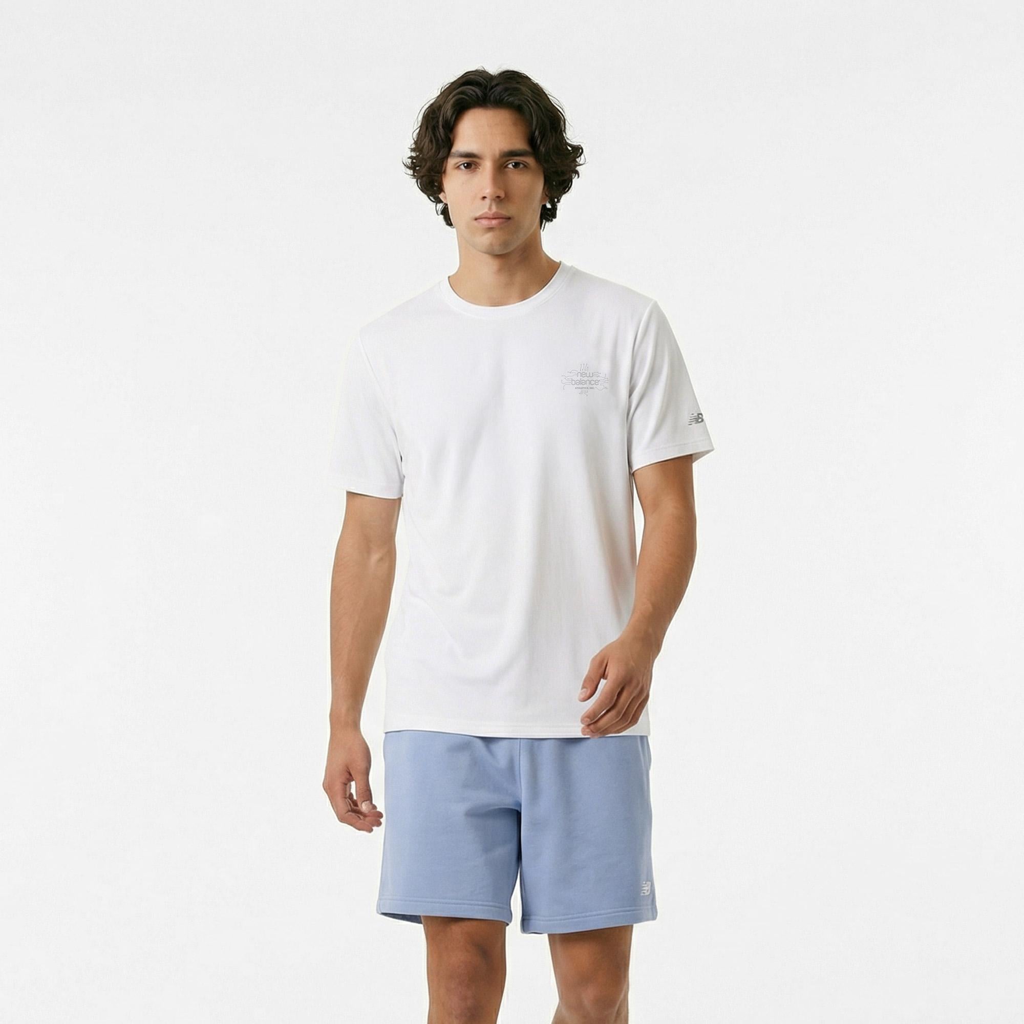 New Balance Reflective Poly Erkek Beyaz T-Shirt