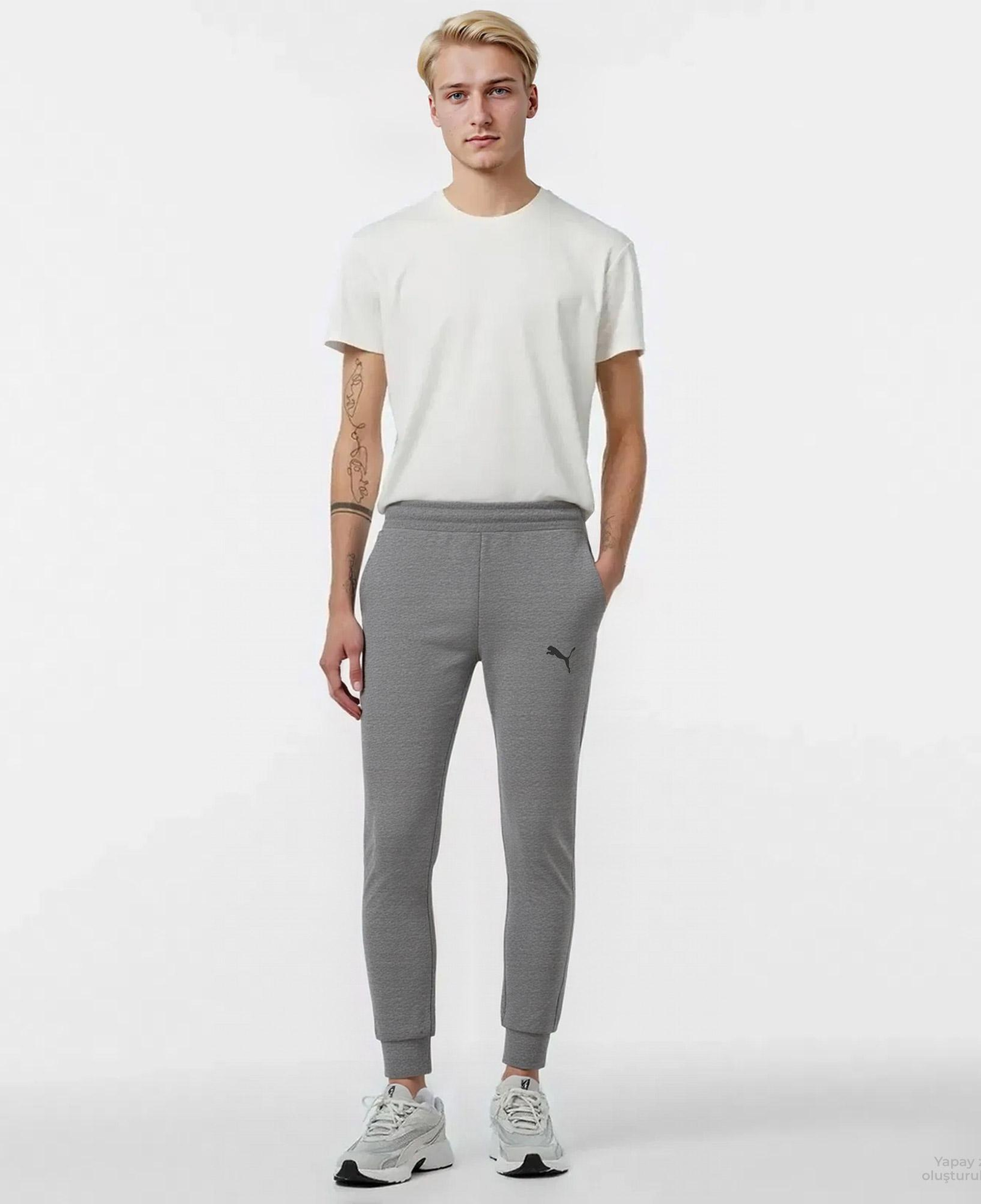 Puma Essential Logo Erkek Gri Günlük Eşofman Altı