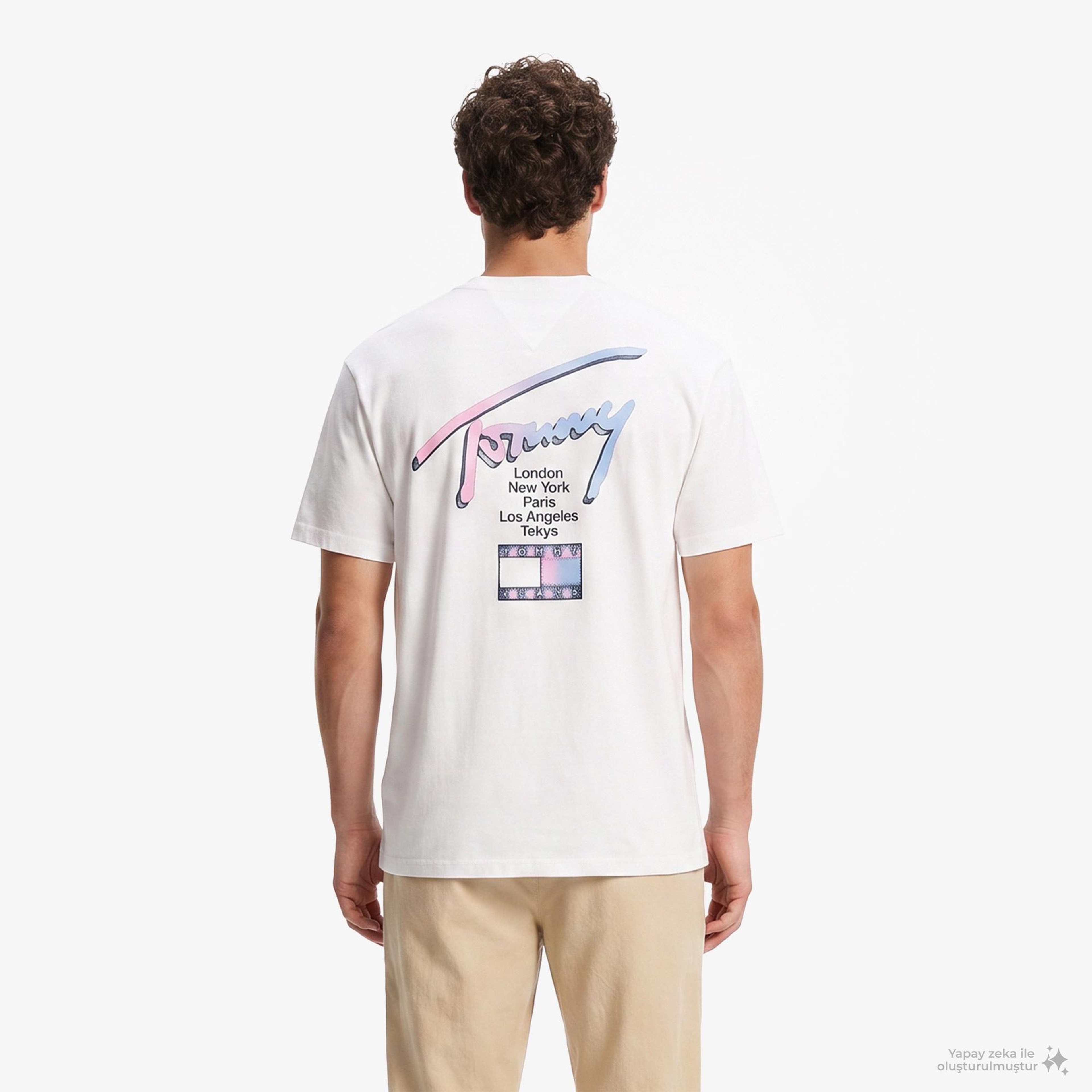 Tommy Hilfiger City Sign Erkek Beyaz T-Shirt