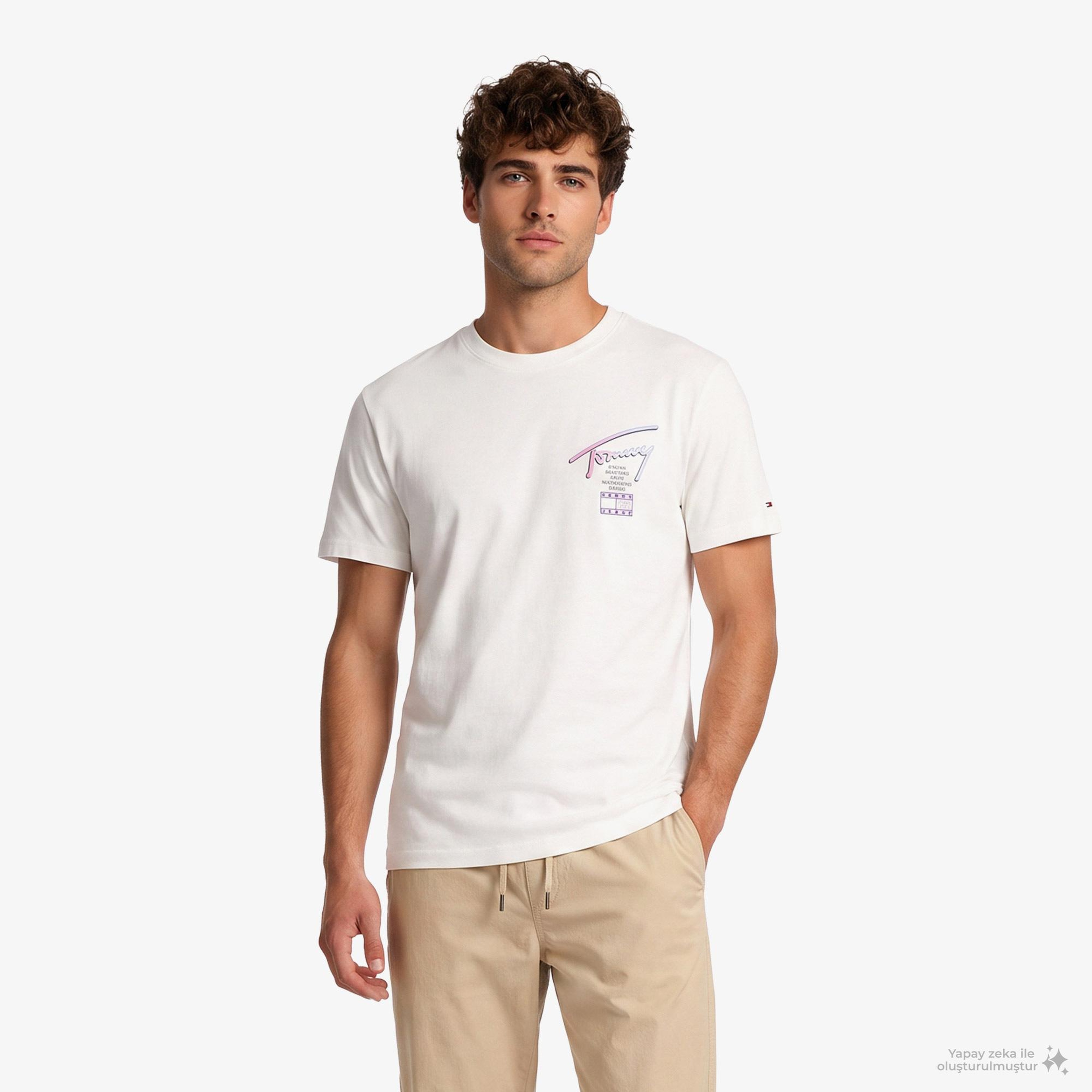 Tommy Hilfiger City Sign Erkek Beyaz T-Shirt