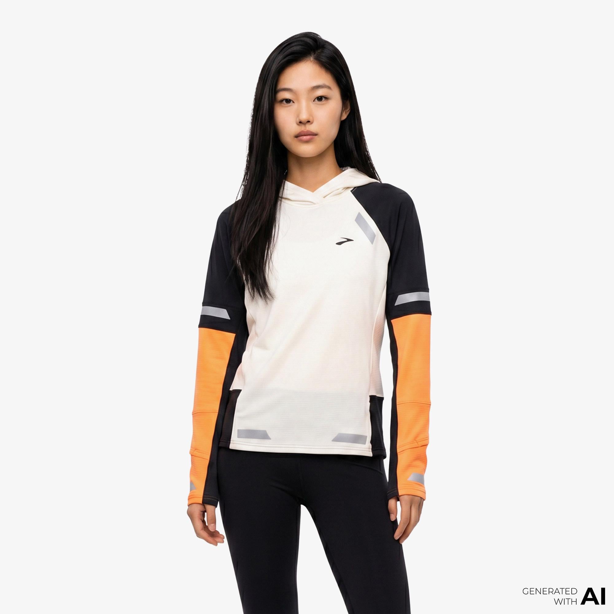 Brooks Run Visible Thermal 2.0 Kadın Beyaz Hoodie