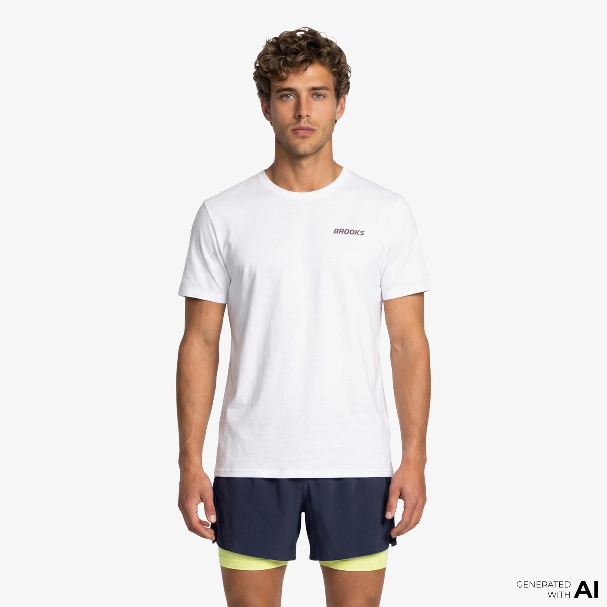 Brooks Graphic Short Sleeve Erkek Beyaz T-Shirt