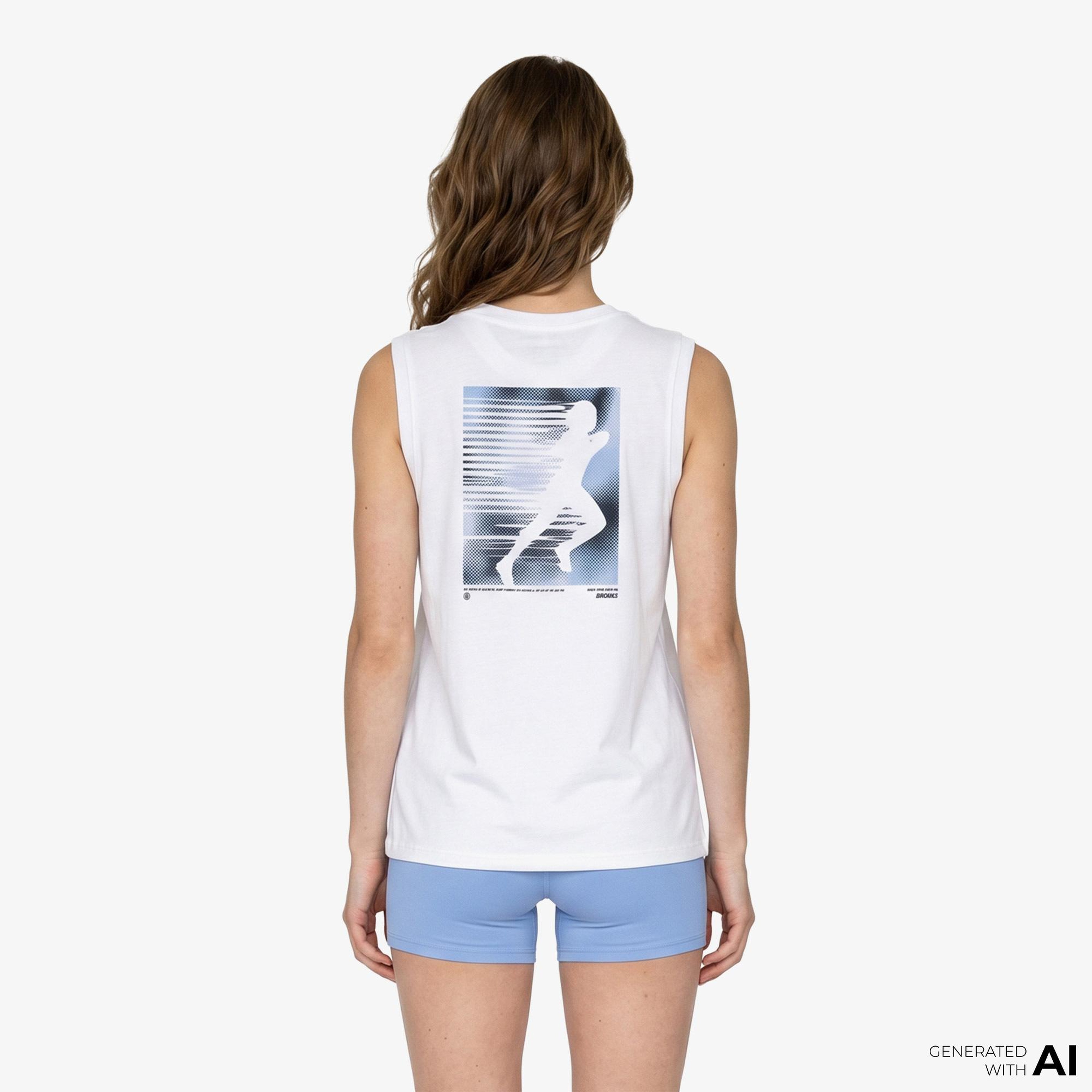 Brooks Graphic Tank Kadın Beyaz Atlet