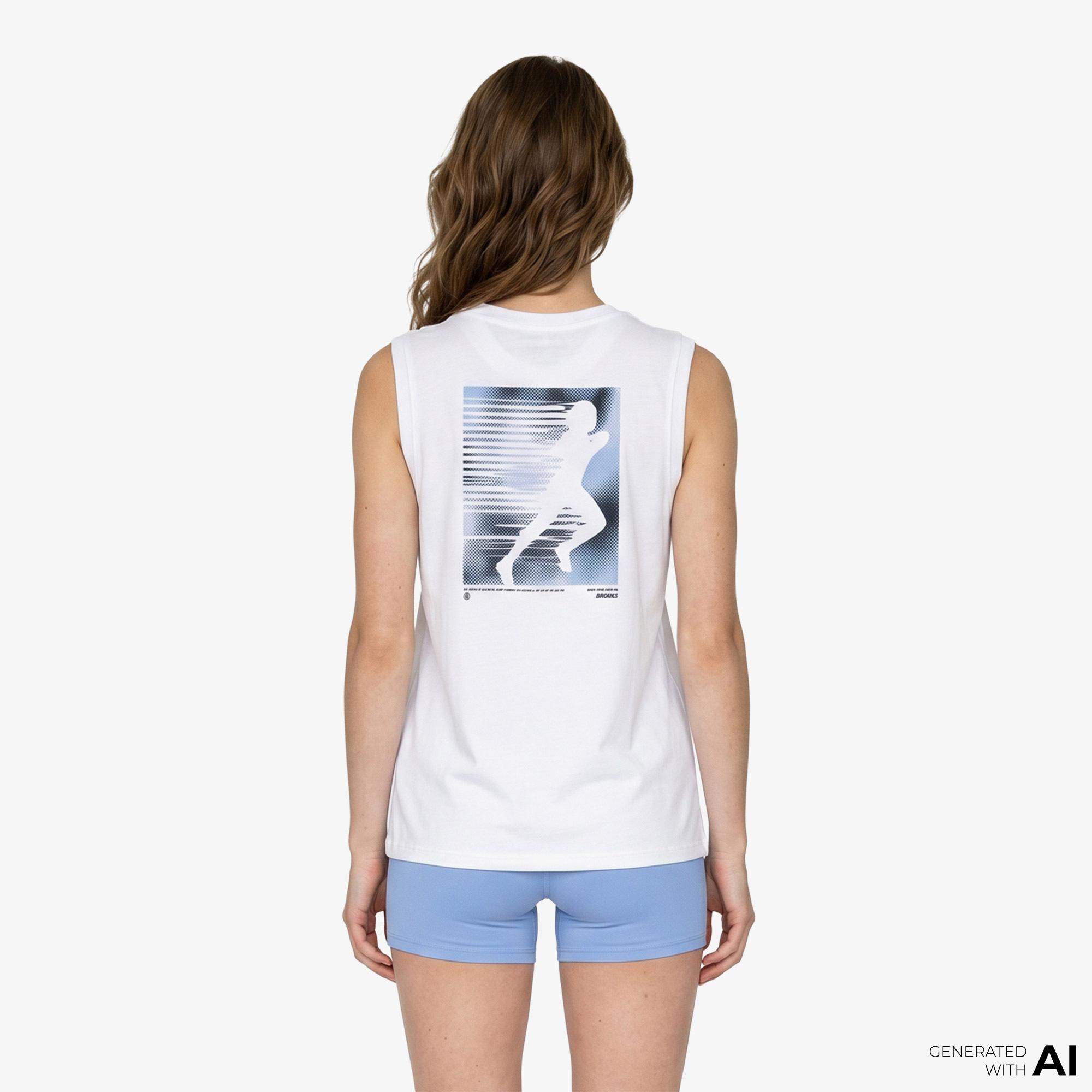 Brooks Graphic Tank Kadın Beyaz Atlet