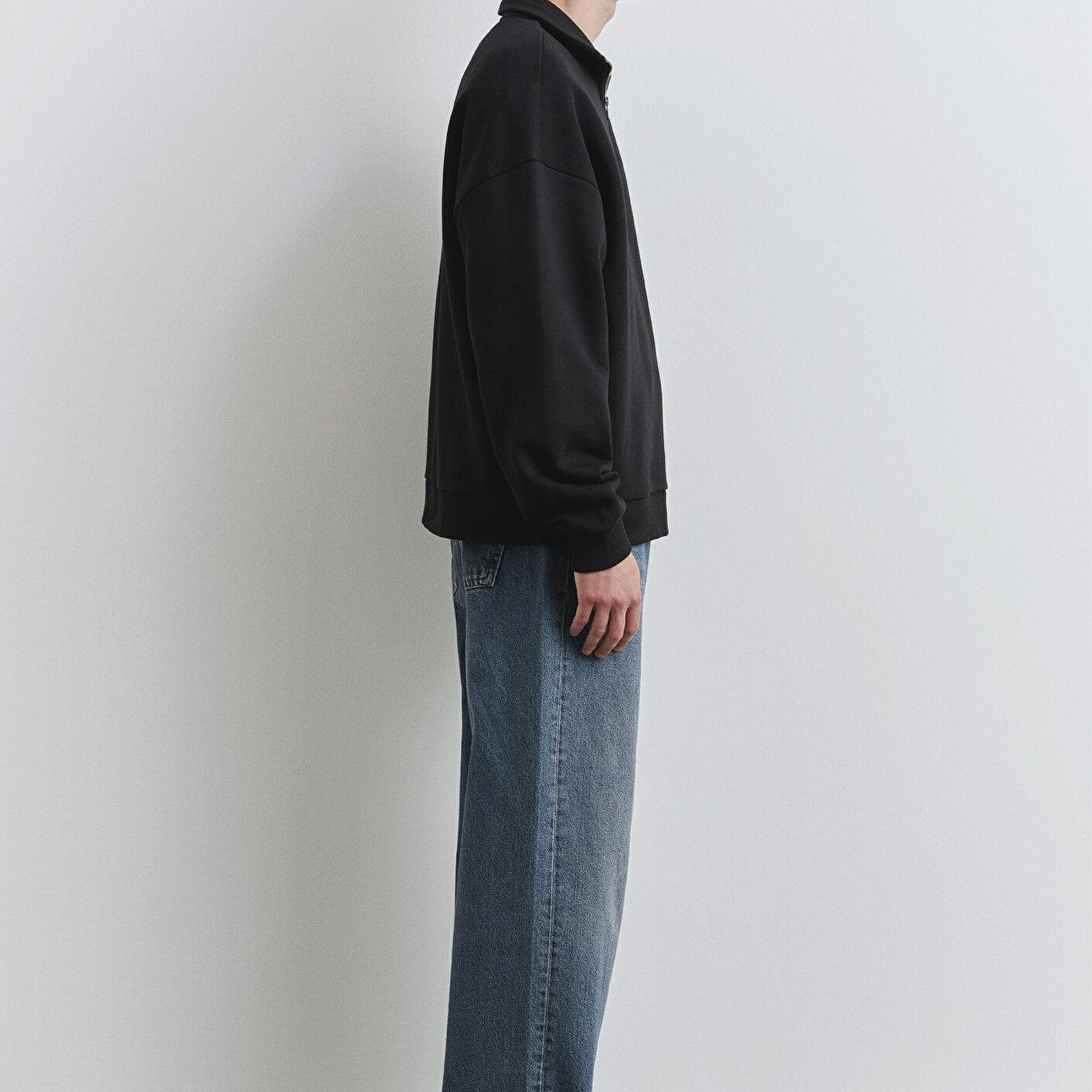 Mavi Mavi Logo Baskılı Yarı Fermuarlı Siyah Sweatshirt 0S10208-900