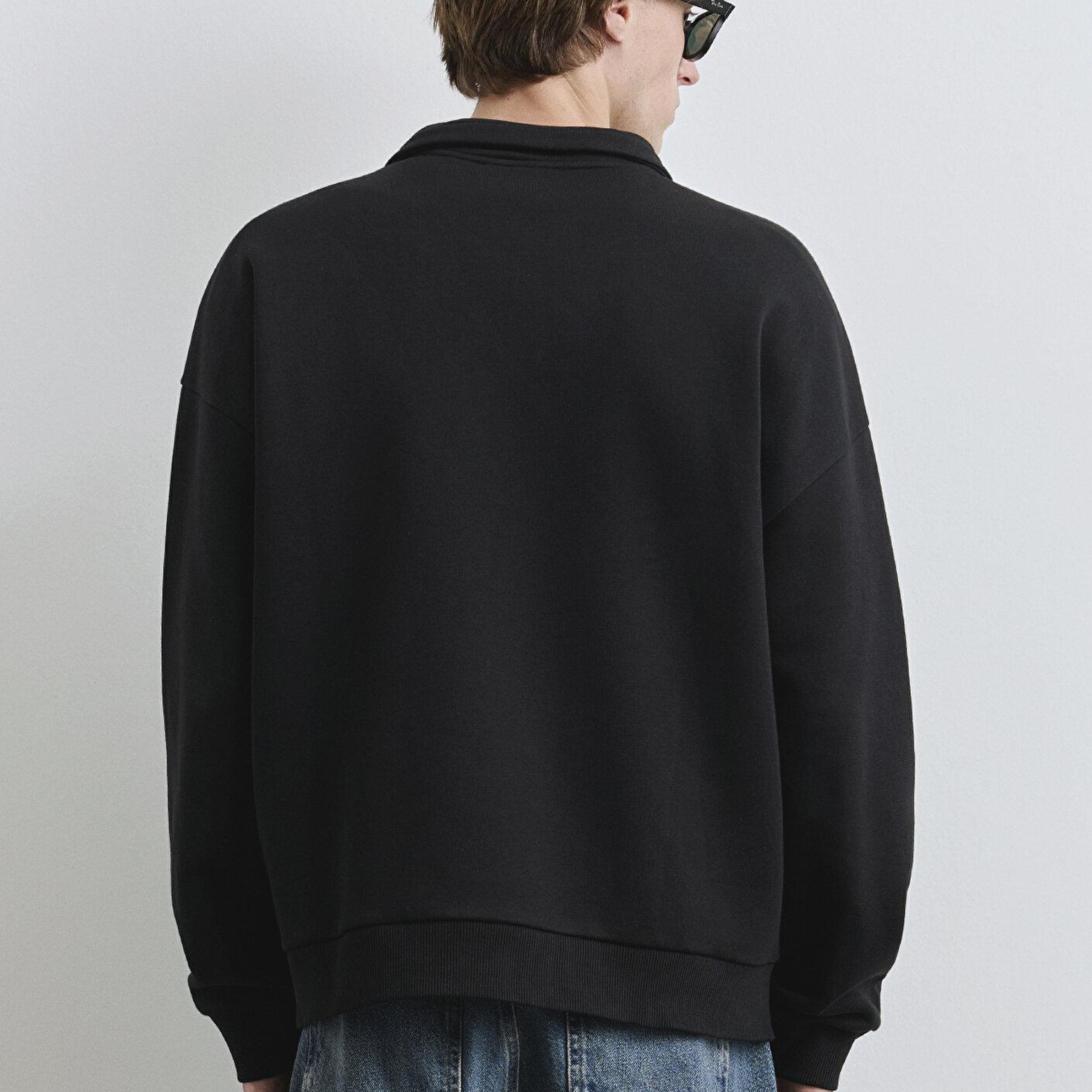 Mavi Mavi Logo Baskılı Yarı Fermuarlı Siyah Sweatshirt 0S10208-900
